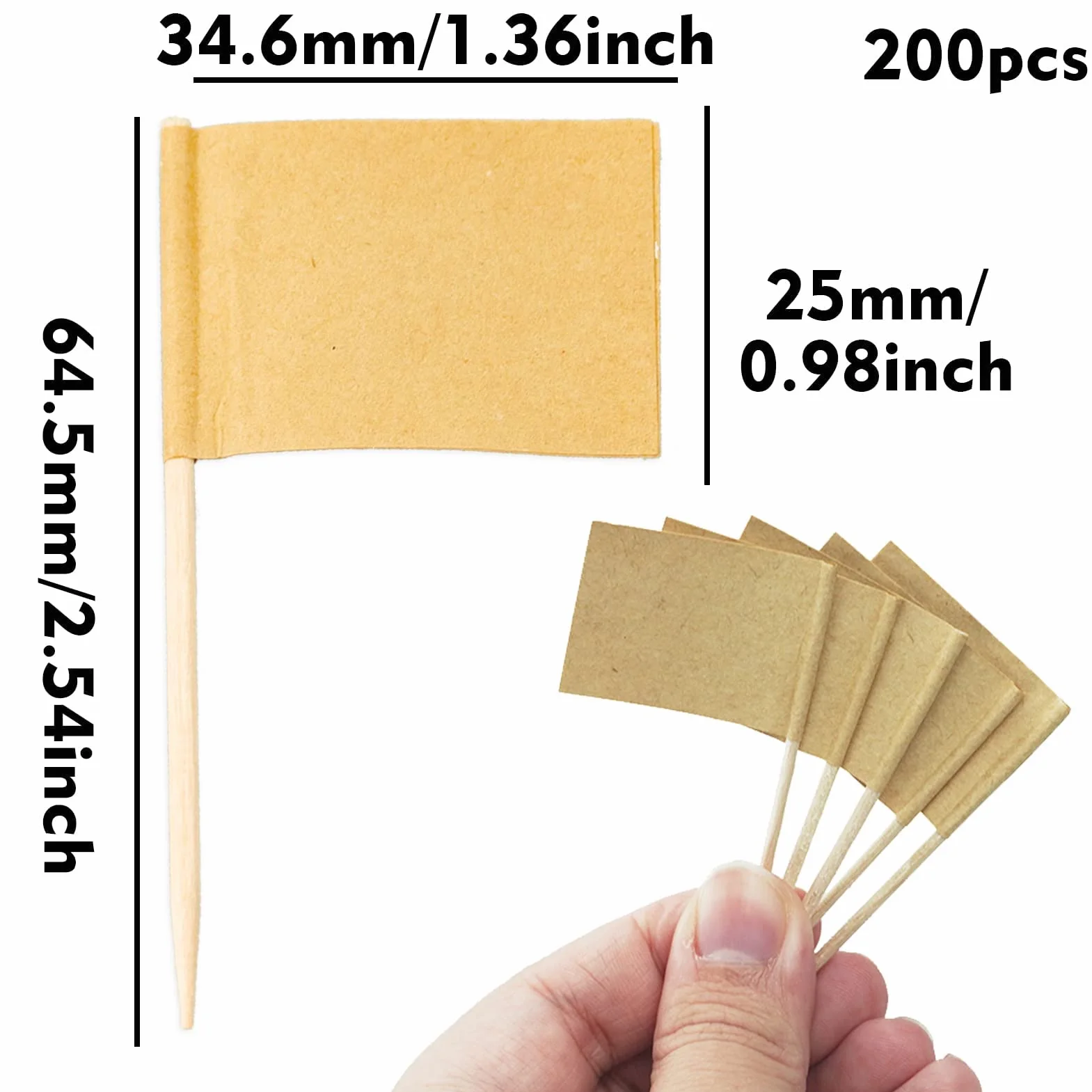Kraft Carta Bandiera Cocktail Stuzzicadenti Frutta Bastoncini Cupcake Topper Festa Torta Forniture Alimentari (200)