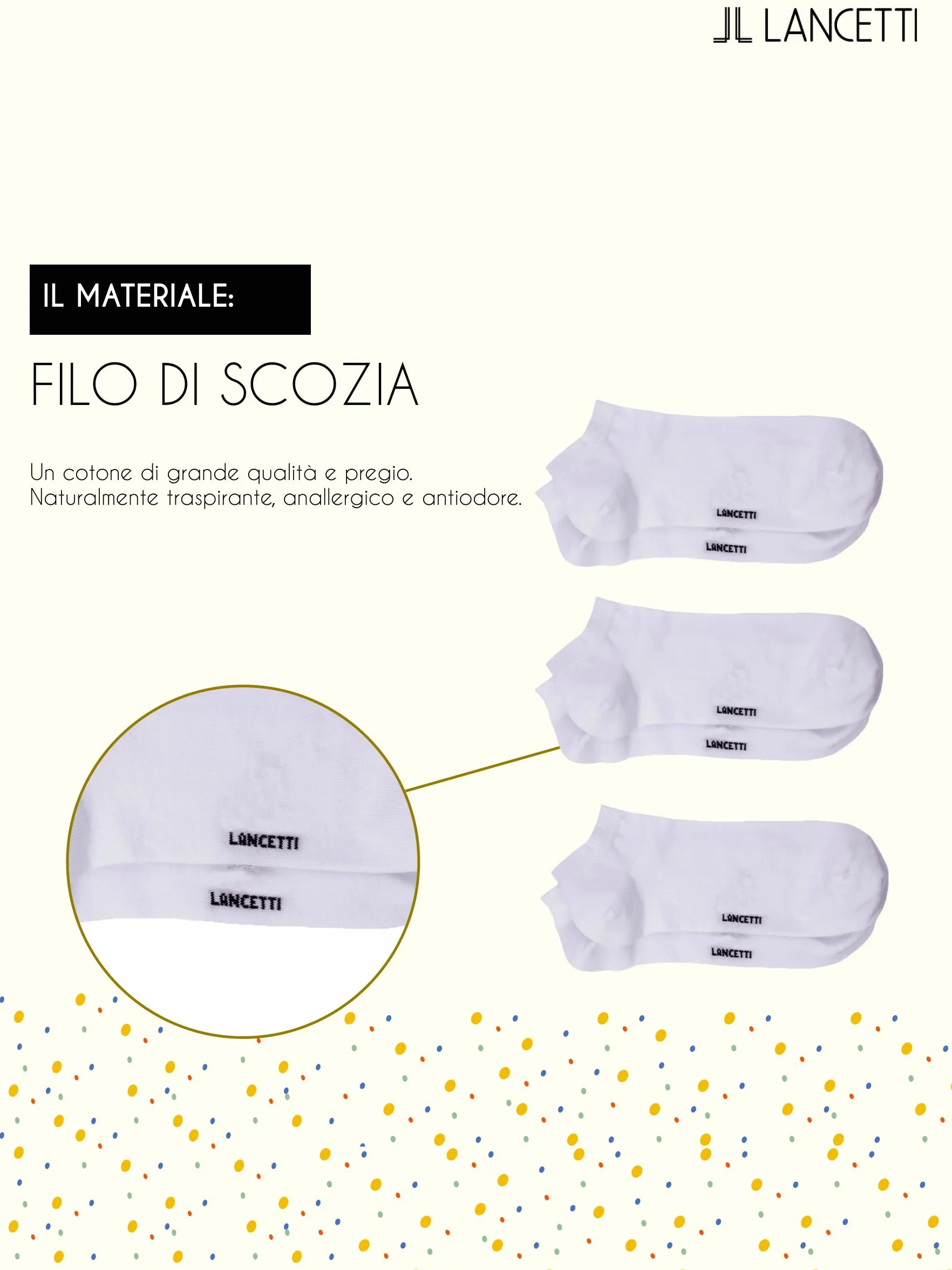 LANCETTI Calzini Corti Bambino Cotone Filo di Scozia Fantasmini 6 Paia
