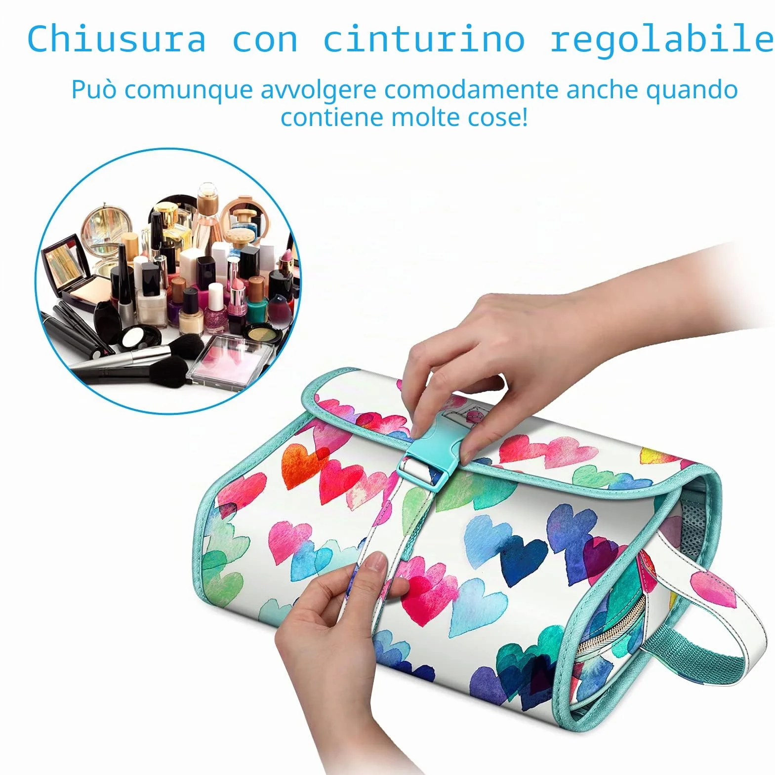 FINTIE Beauty Case da Viaggio Portatile Trucco, Borsa Grande Custodia Organizer con Gancio per Appendere per Donna