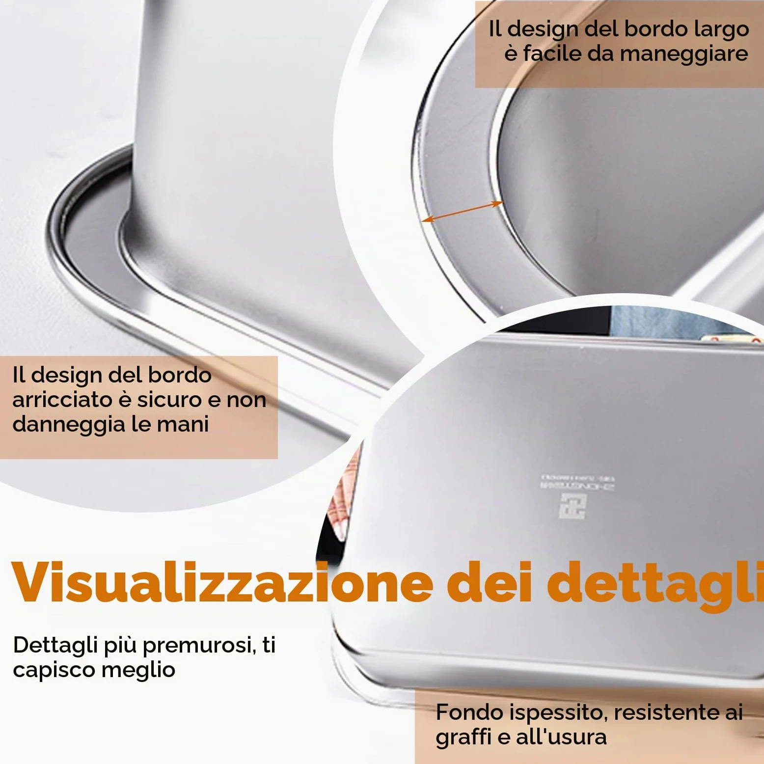 3 Pezzi Vassoio in Acciaio Inox,Teglia Forno Rettangolare con Coperchio,Contenitori per Alimenti Inox,Ciotole per Impanare Inox,Vassoio Acciaio Inox per Marinare Carne,Cotoletta,32,5x26,5x6,5cm