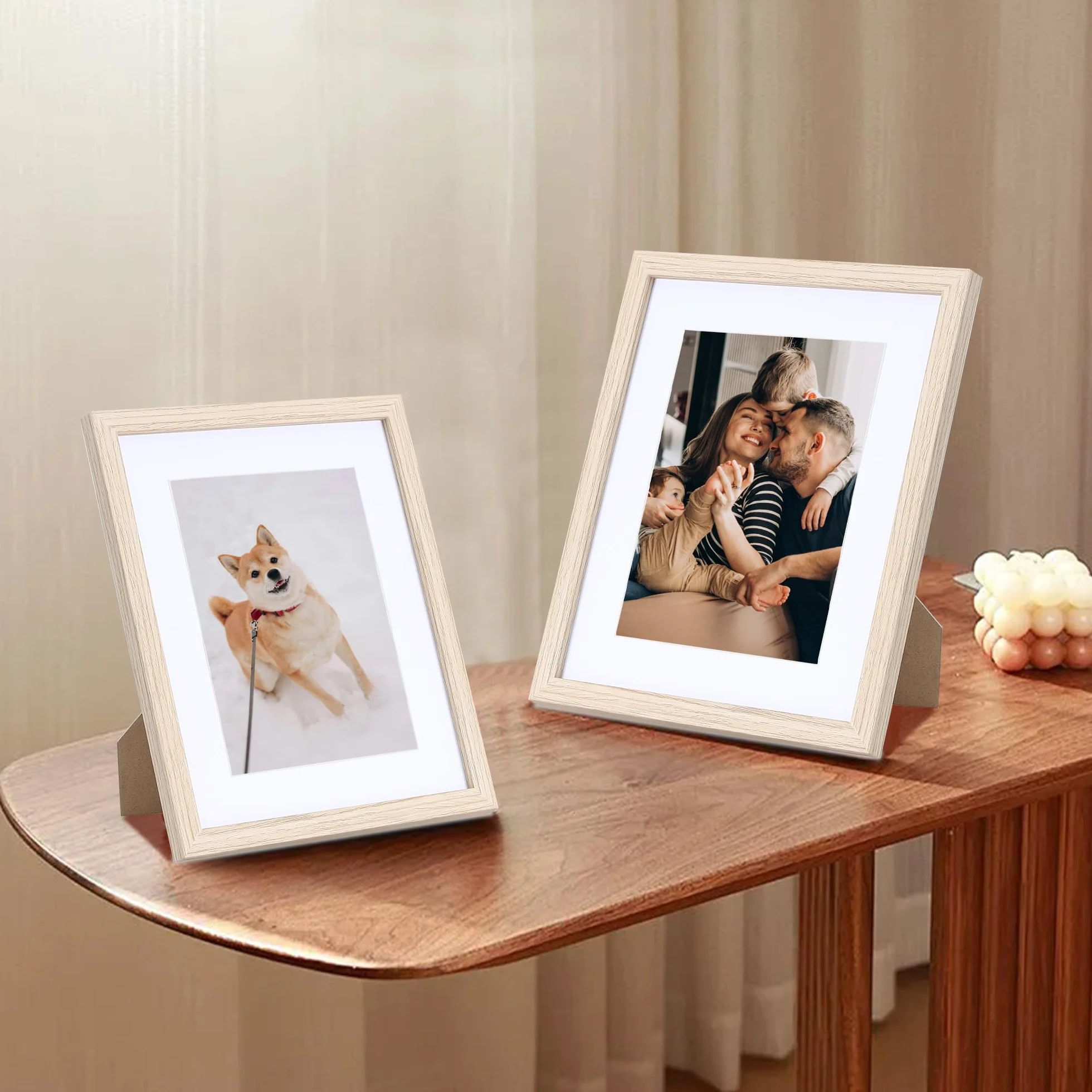 Cornice portafoto in legno da 10 x 15 cm, con cornice in vetro acrilico, set da 4 pezzi, per certificati, foto, poster, puzzle