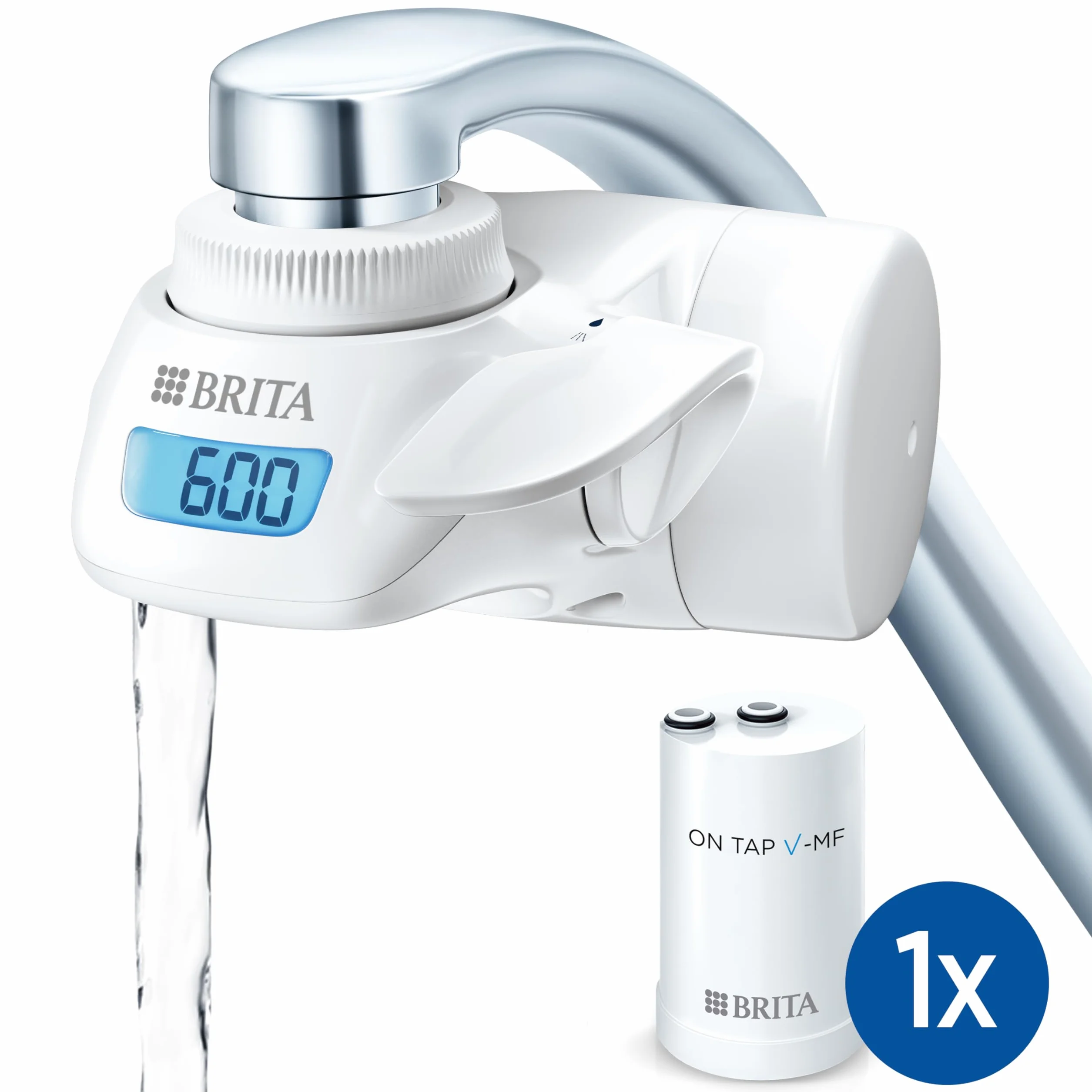 BRITA ON TAP Pro V-MF Filtro Acqua Rubinetto 600L Riduce Cloro 99,99% Batteri PFAS Display Contalitri Digitale