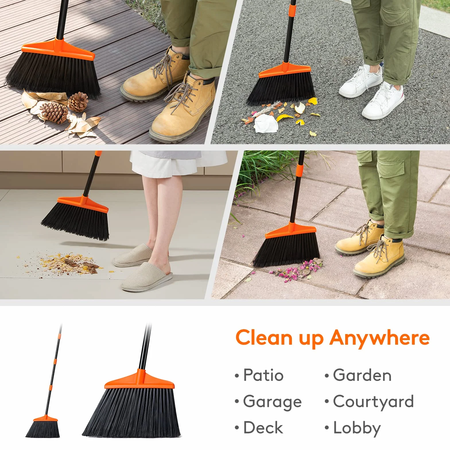 Lifewit Scopa da Esterno 135cm, Scopa Telescopica Regolabile per Giardino e Pavimenti