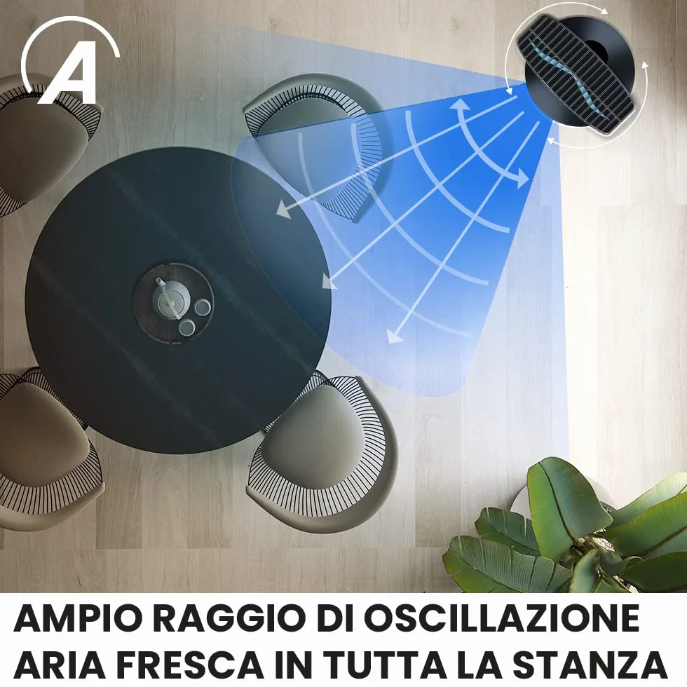 Ardes STEELO 30N Ventilatore da Tavolo 40W 30 cm Oscillante con Oscillazione Automatica, Inclinazione Regolabile, 3 Velocità Silenziose, Base Stabile e 5 Pale