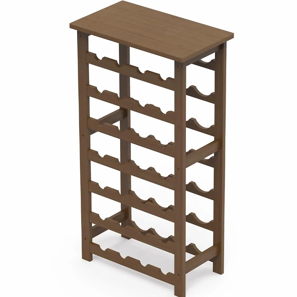 BAKAJI Cantinetta Portavino in Legno Bambù con 28 Scomparti per Vino Champagne, Portabottiglie da Terra, Cantina per Angolo Bar, Salotto, Cucina, Bistrot, Ristorante, 47 x 29 x 93.5 cm (Noce)