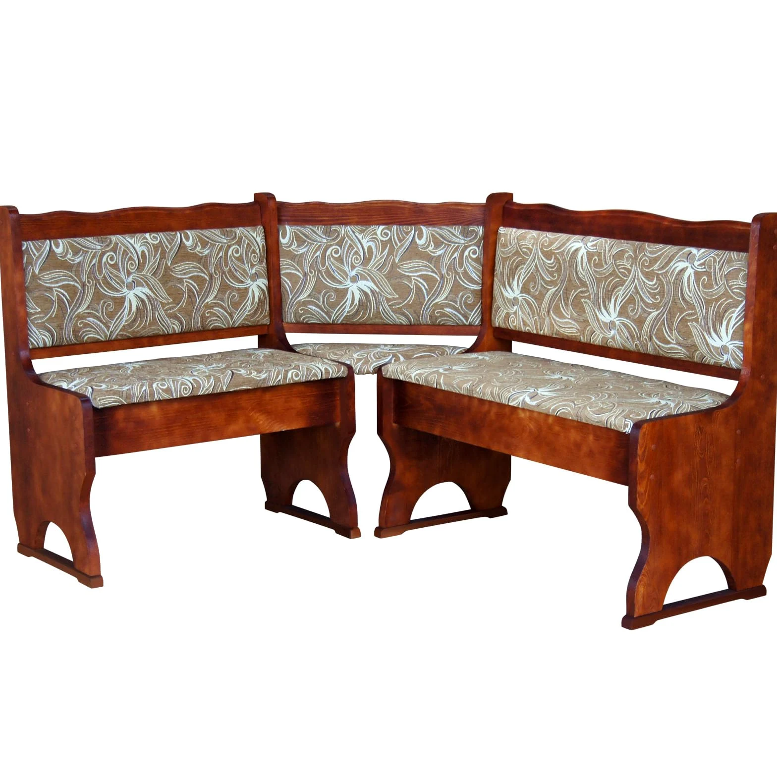 k koma - Panca angolare imbottita in legno di quercia, colore Calvados con imbottitura in legno massiccio - Fiore chiaro (100 x 140 cm)