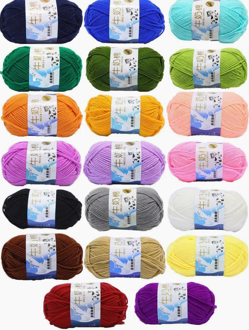 JZK 20 Multicolore 50g Super Morbido Filato di Lana di Cotone, matassine gomitoli Cotone per Uncinetto e Maglia per Indumenti Bambini amigurumi Cappello Sciarpa