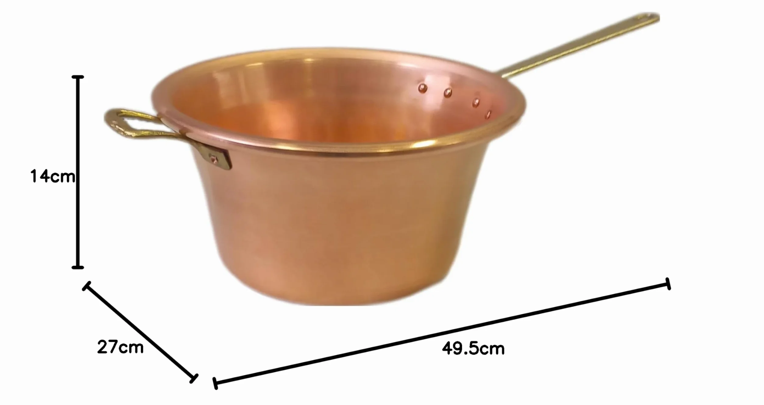 Paiolo in Rame per Polenta Manico in Ottone Diametro 26cm