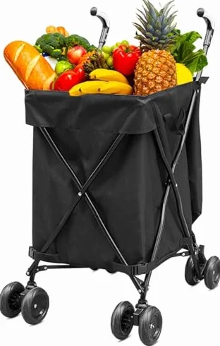 Carrello pieghevole con ruote, compatto, per casse, libri, articoli da giardino, ideale per shopping, viaggi, attività all'aperto