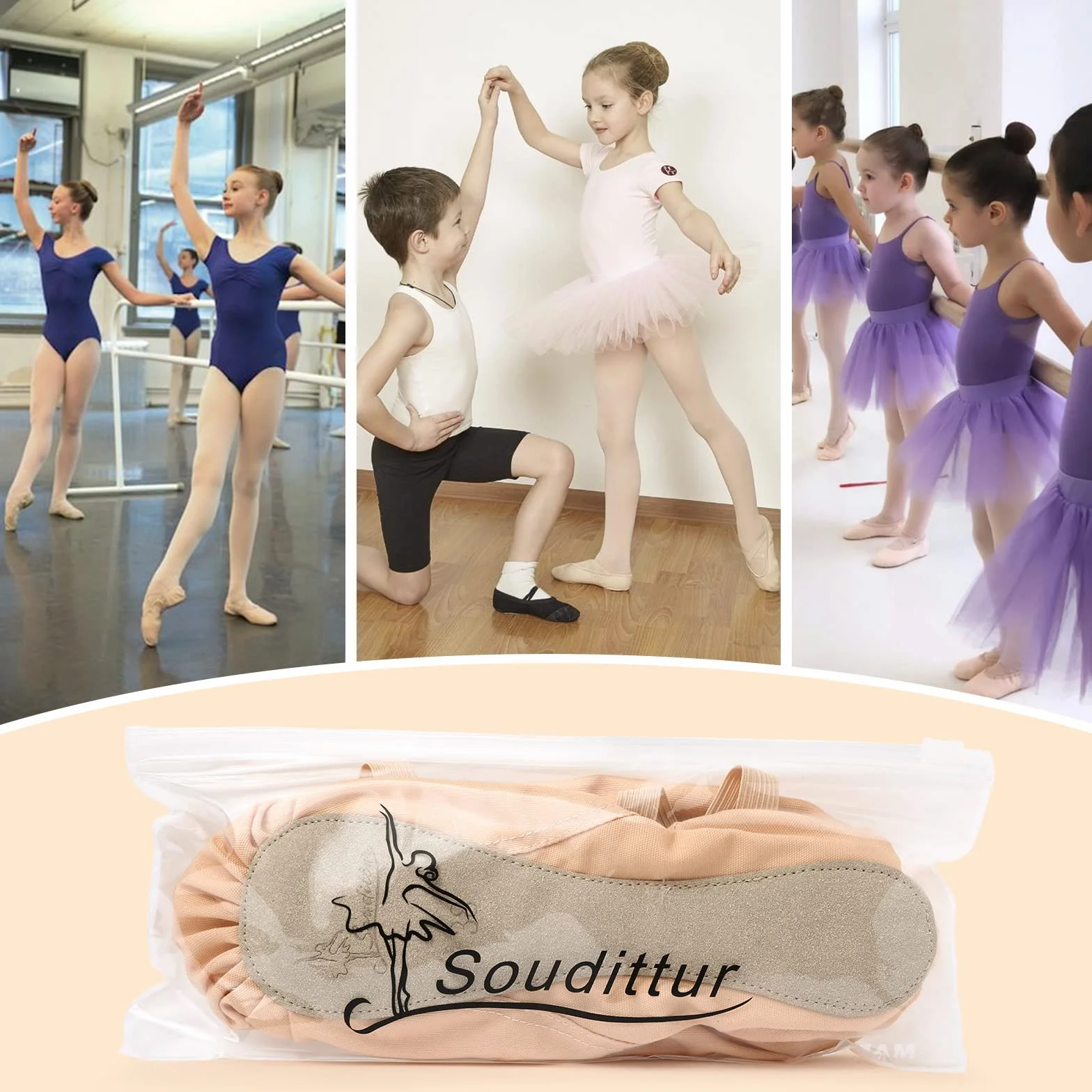 Soudittur Scarpe da Danza Classica e Moderna Antiscivolo Tela Ballerina Ginnastica Ballo per Bambina Ragazze Donna