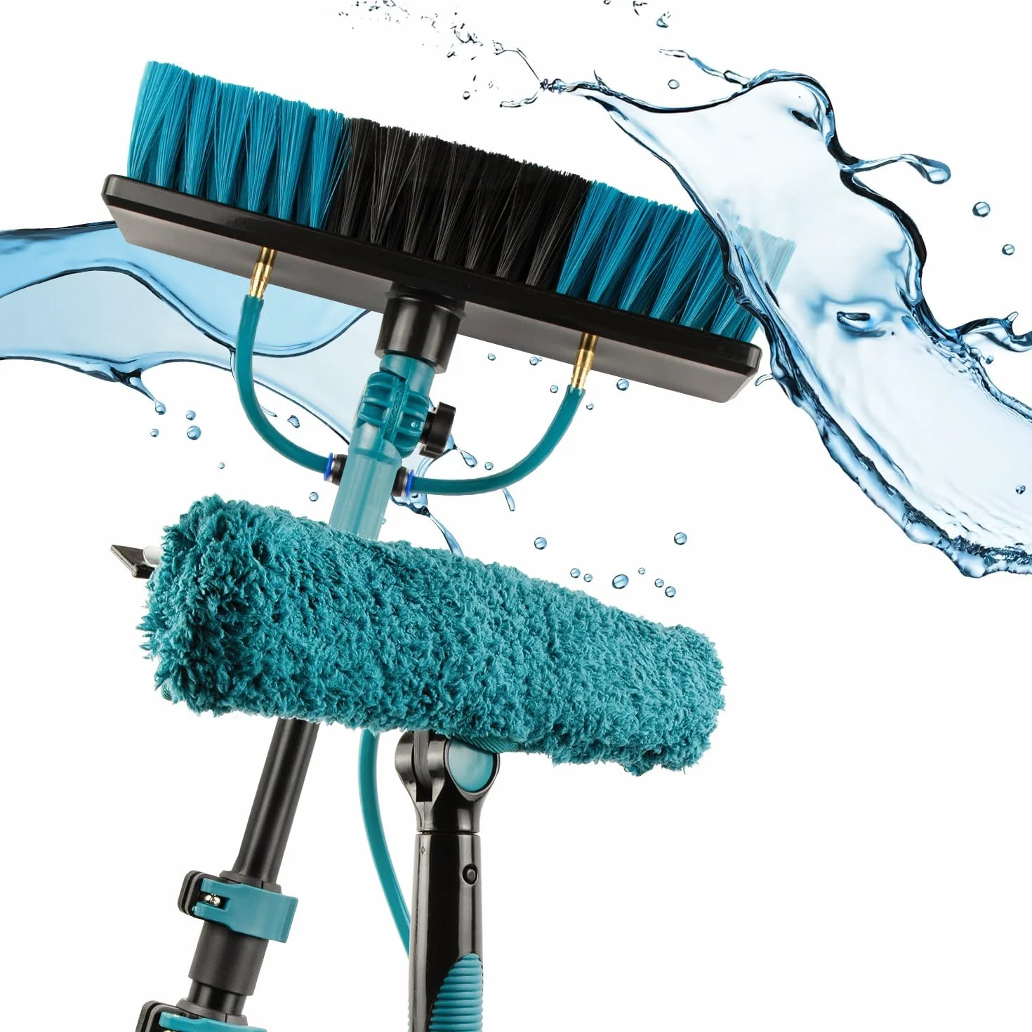 Sillar Scopa telescopica con Tubo Acqua, Estensibile 3,95 Metri, Contenitore detergente, Pulizia Pannelli fotovoltaici, Lavaggio di Camion, Auto, finestre, Poster di Negozi, imbarcazioni, Versatilità