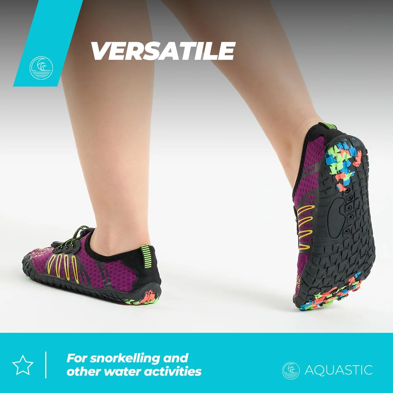 AQUASTIC Scarpe da Immersione Antiscivolo Suola Resistente Soletta Schiuma Eva 35-42 Viola Sport Acquatici Snorkeling