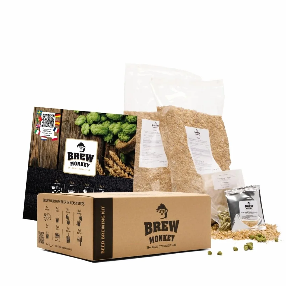 Brew Monkey Kit per Fare La Birra in Casa| IPA Kit Ingredienti | 5 Litri | 5,7% ALC. | Kit per la Produzione di Birra | Idea Regalo per Uomo | Kit Birra