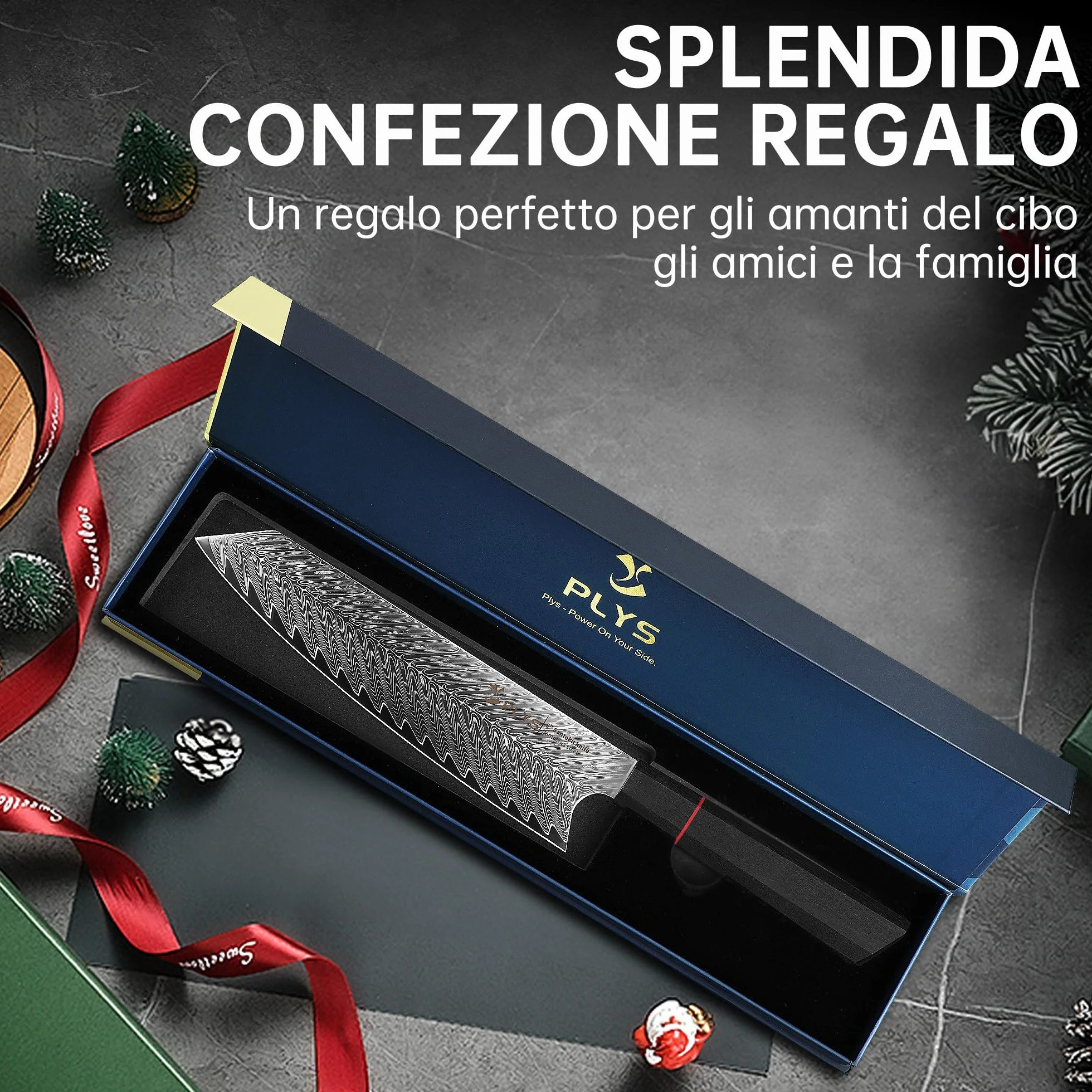 Coltello da Cucina Damasco: Coltello da Chef Kiritsuke 20 cm, Acciaio Damasco 67 Strati, VG10, Manico G10 Ottagonale, Confezione Regalo