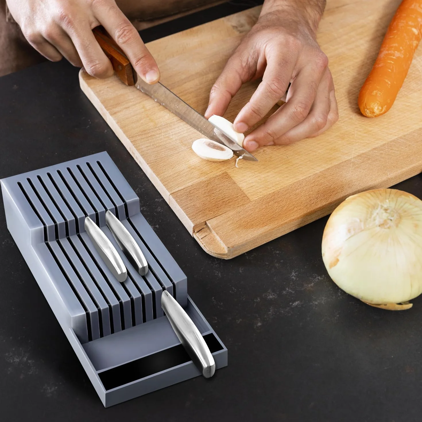 Retoo Ceppo Coltelli da Cucina 40 cm 18 Coltelli Professionale Due Livelli Portacoltelli