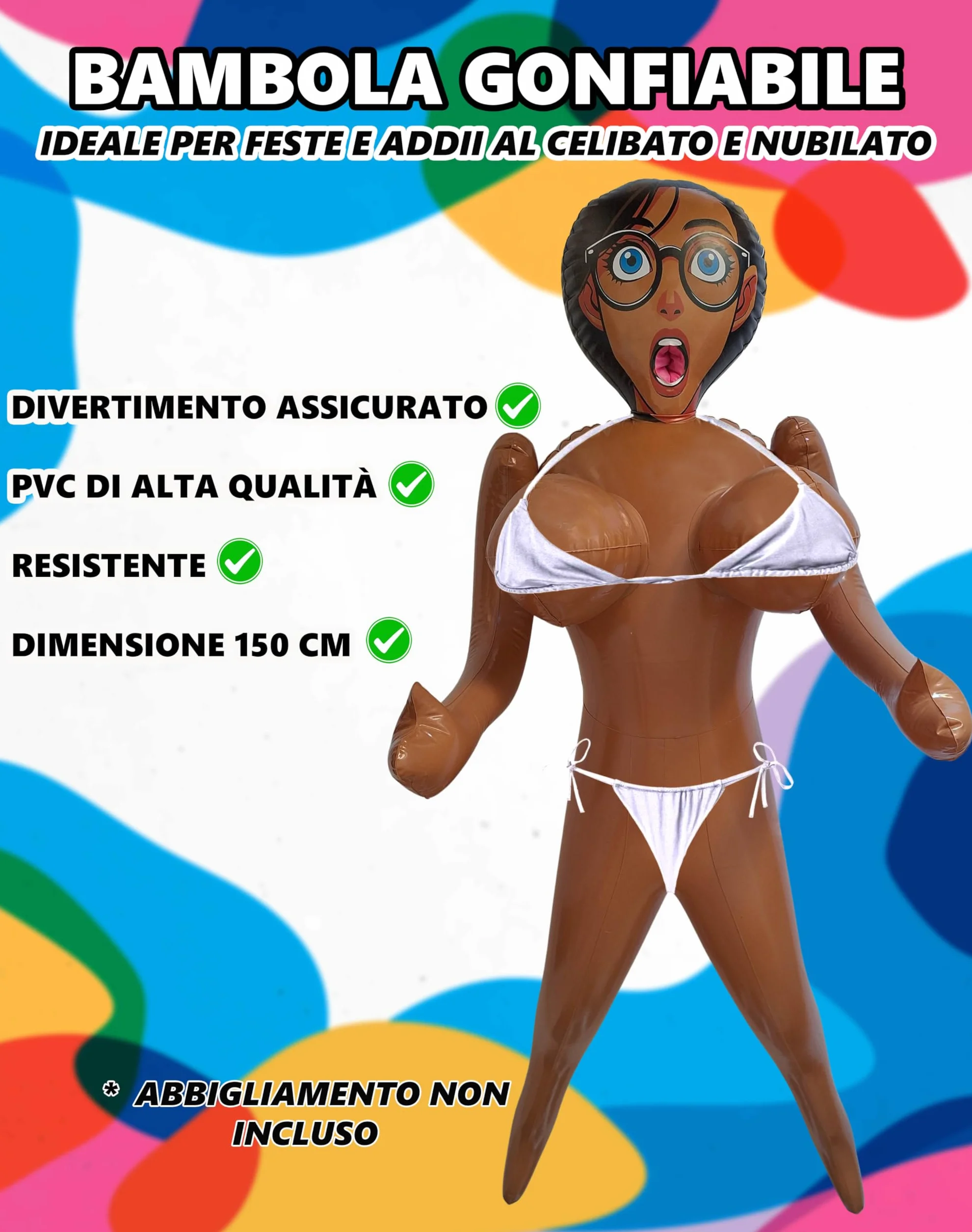 Bambola Gonfiabile 150 cm per Feste Addio al Celibato Nubilato