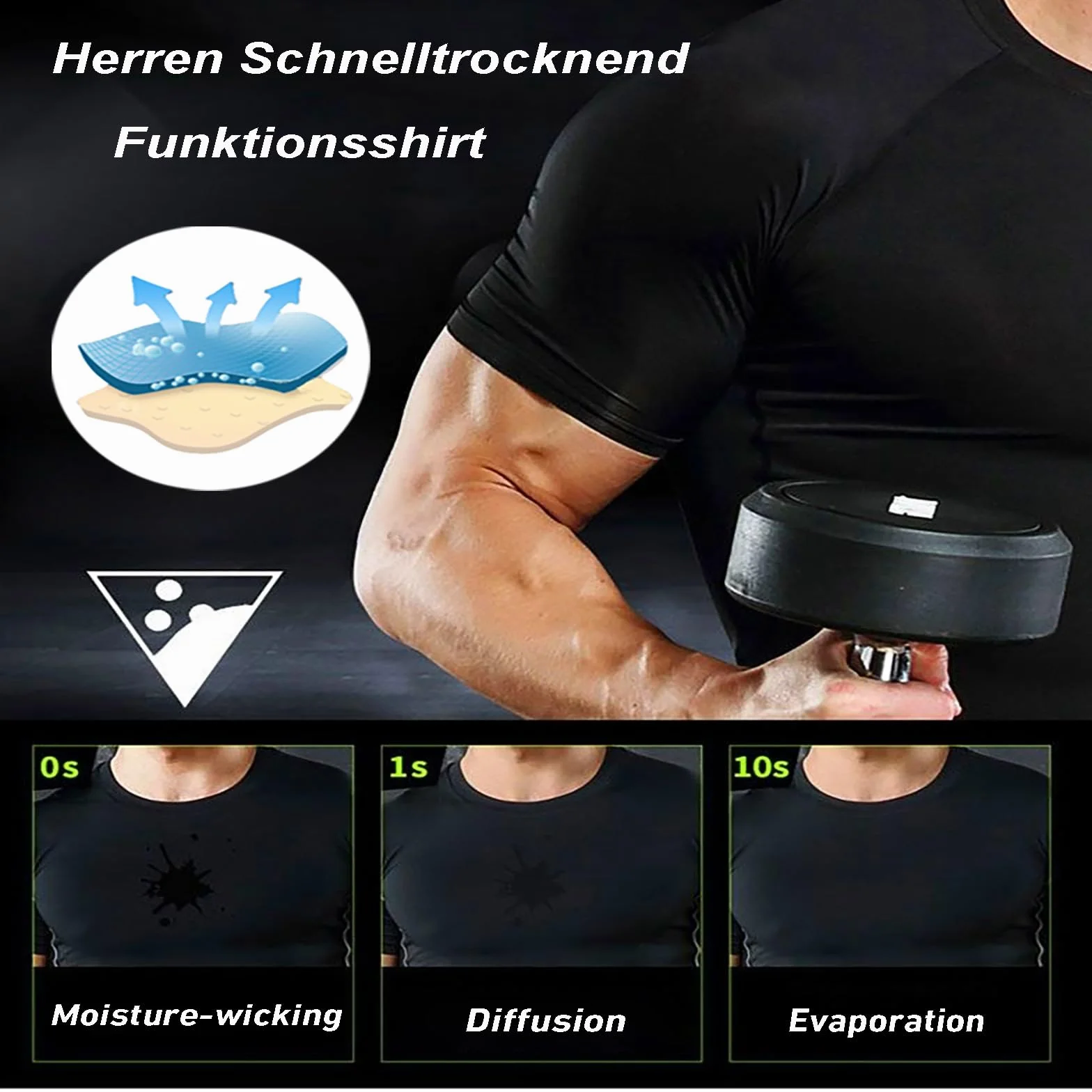 Maglietta Uomo Manica Corta Asciugatura Rapida Fitness T-Shirt Sport Corsa Palestra
