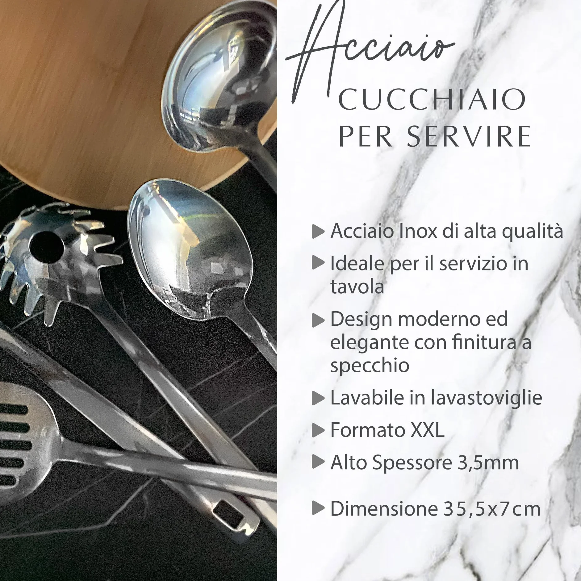 Fackelmann Cucchiaio per servire acciaio inossidabile 35x7 cm