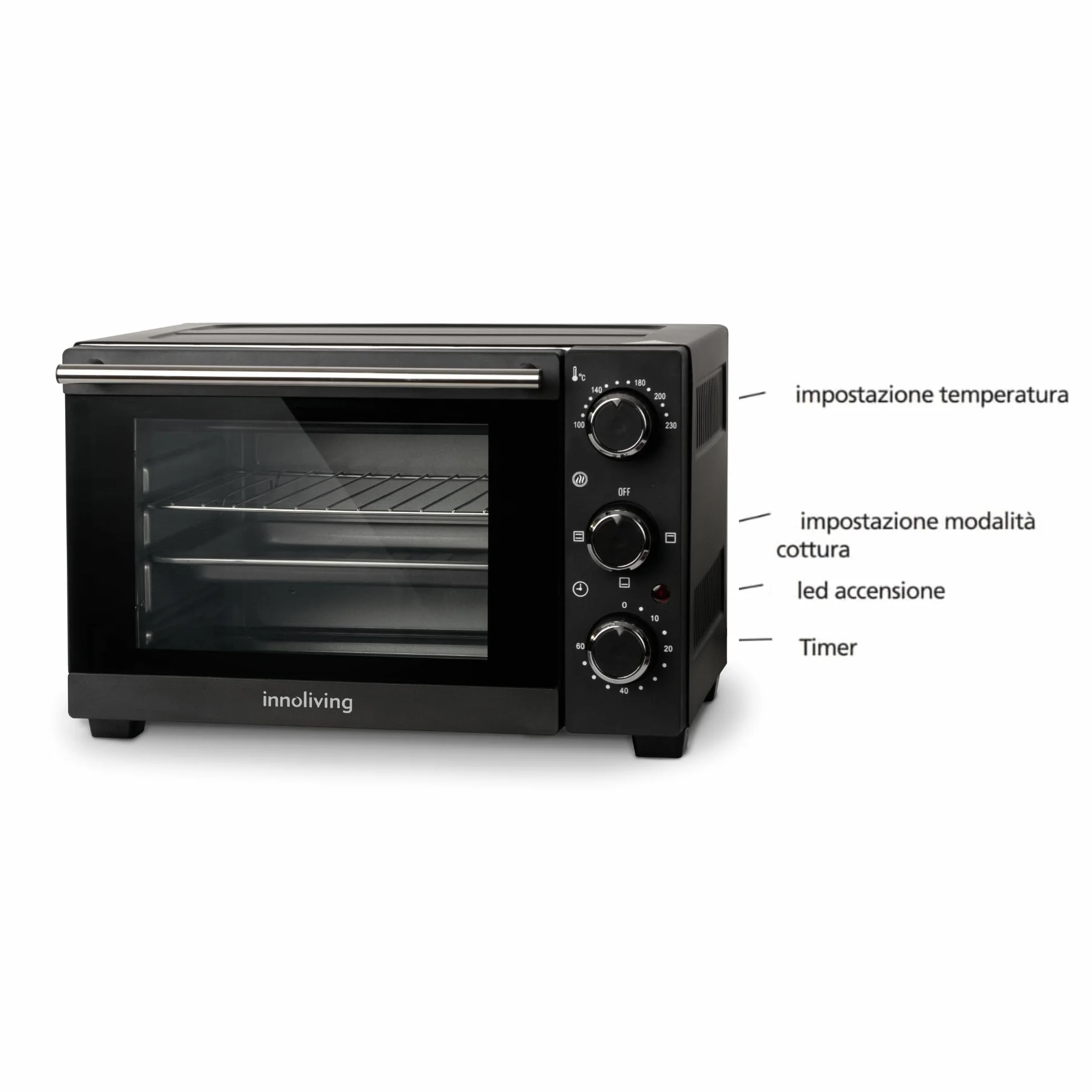 Innoliving Forno Elettrico 15 Litri 1200W Timer 60 Minuti 230°C