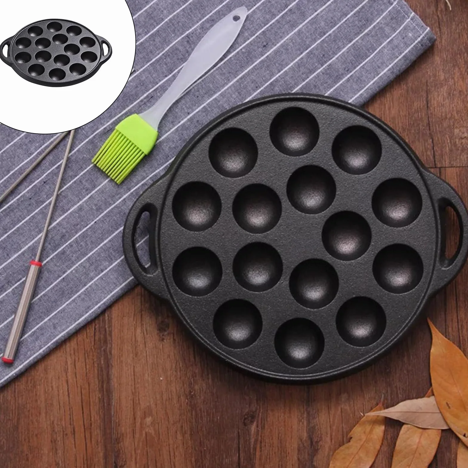 Polpi Takoyaki Pan Ghisa 15 fori Stampo Maker