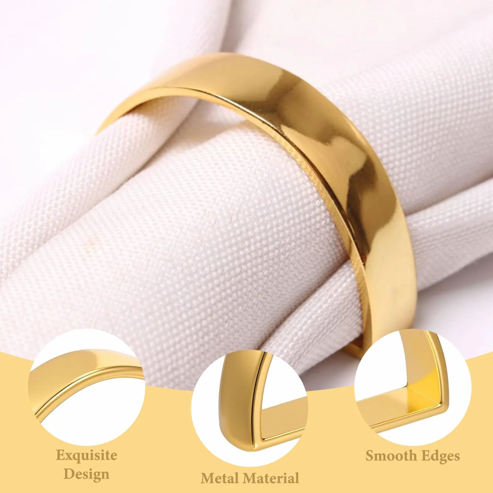 8 Pezzi Anelli Portatovaglioli Oro a Forma di D, Fibbia per Tovaglioli per Tavola da Pranzo, Accessori Decorazione per Matrimonio Banchetto Natale e Cena
