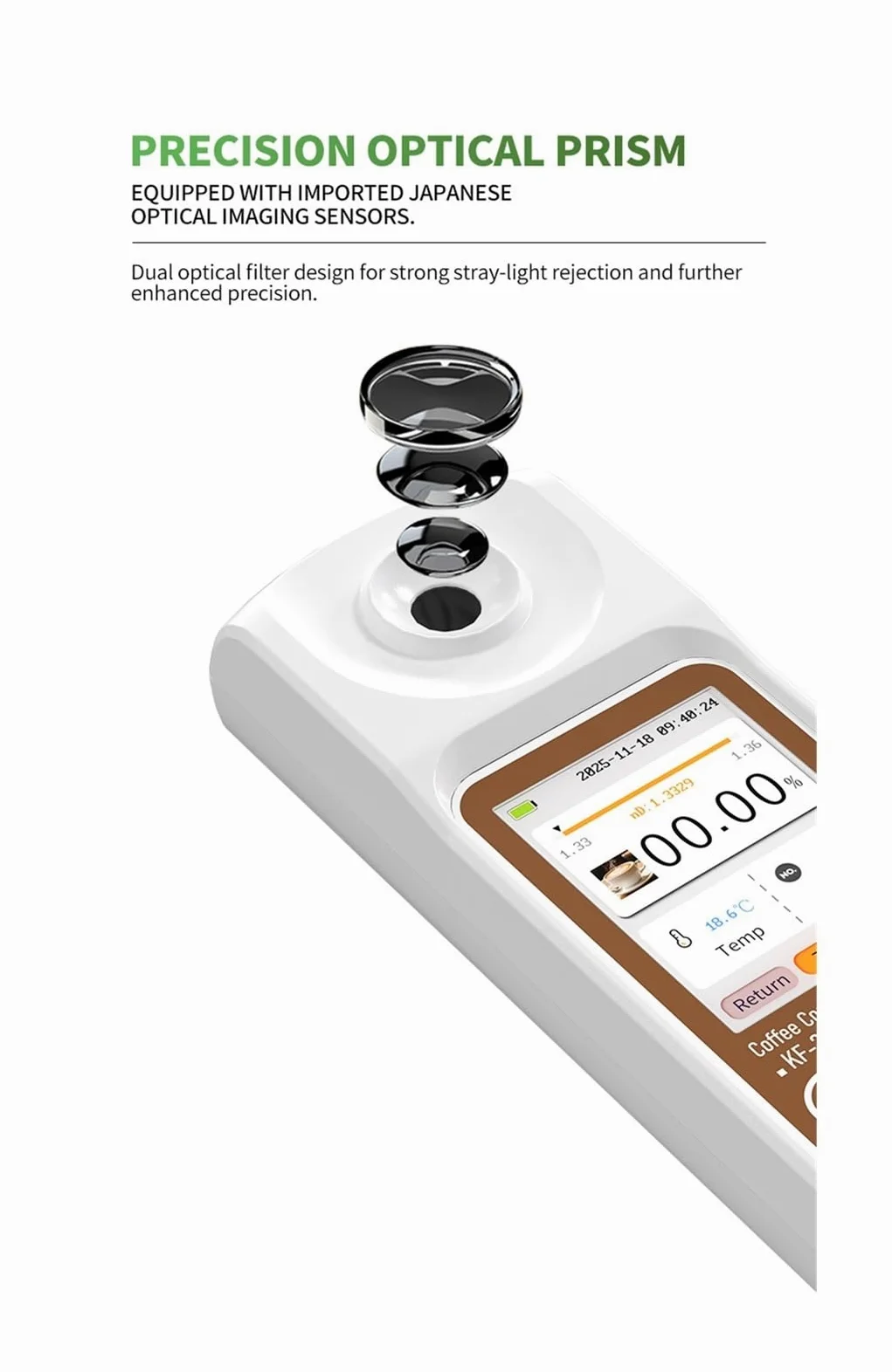 Rifrattometro digitale for concentrazione di caffè TDS con display BRIX Misuratore Densità bevande allo zucchero Caffè Brix Per laboratorio