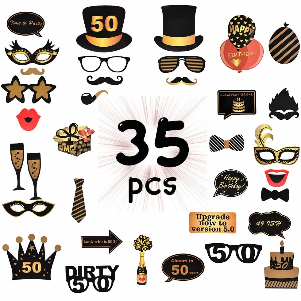 Flintronic Photo Booth Compleanno Accessori, Gadget 50 Anni Fai da Te