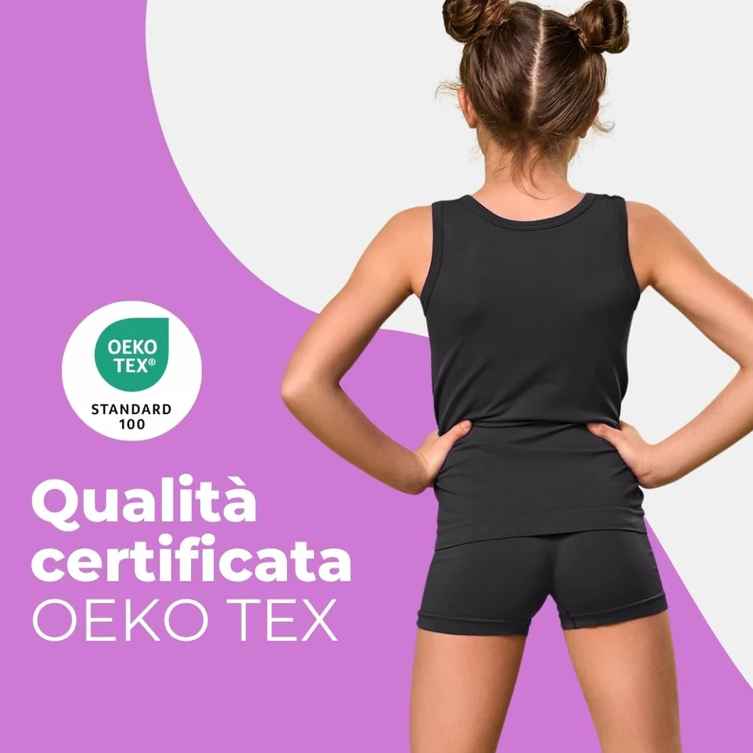 FOCENZA Set 3 Pezzi Culotte Bambina Morbida Microfibra Ginnastica Artistica Made in Italy