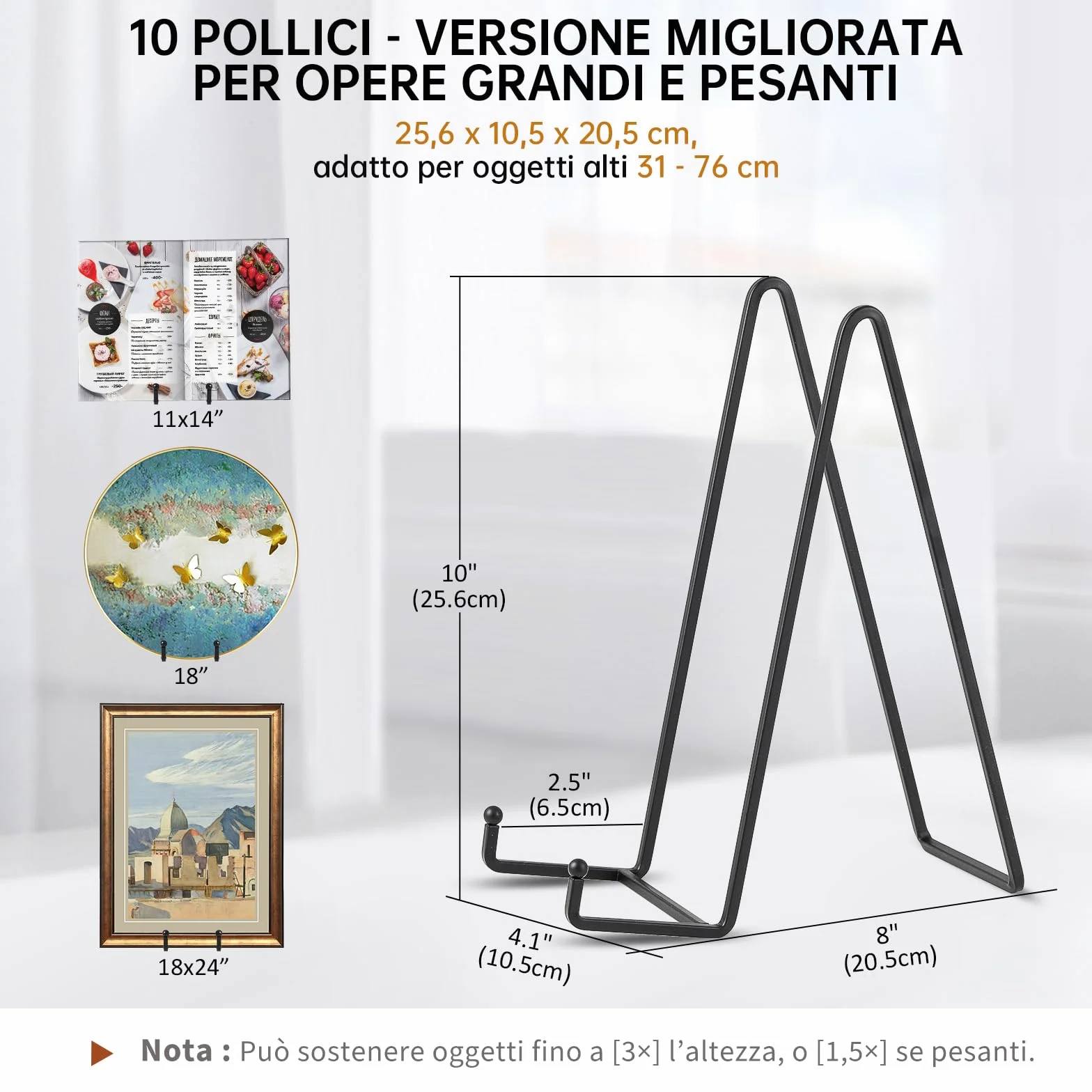 DIDUDIDU Cavalletto, supporto per piatti in Ferro, grande - supporto per piatti - Cavalletti per Tavolo - Espositori per Piatto Decorativo | Cornice Foto | Libri - Nero - 2 pezzi - 25 cm
