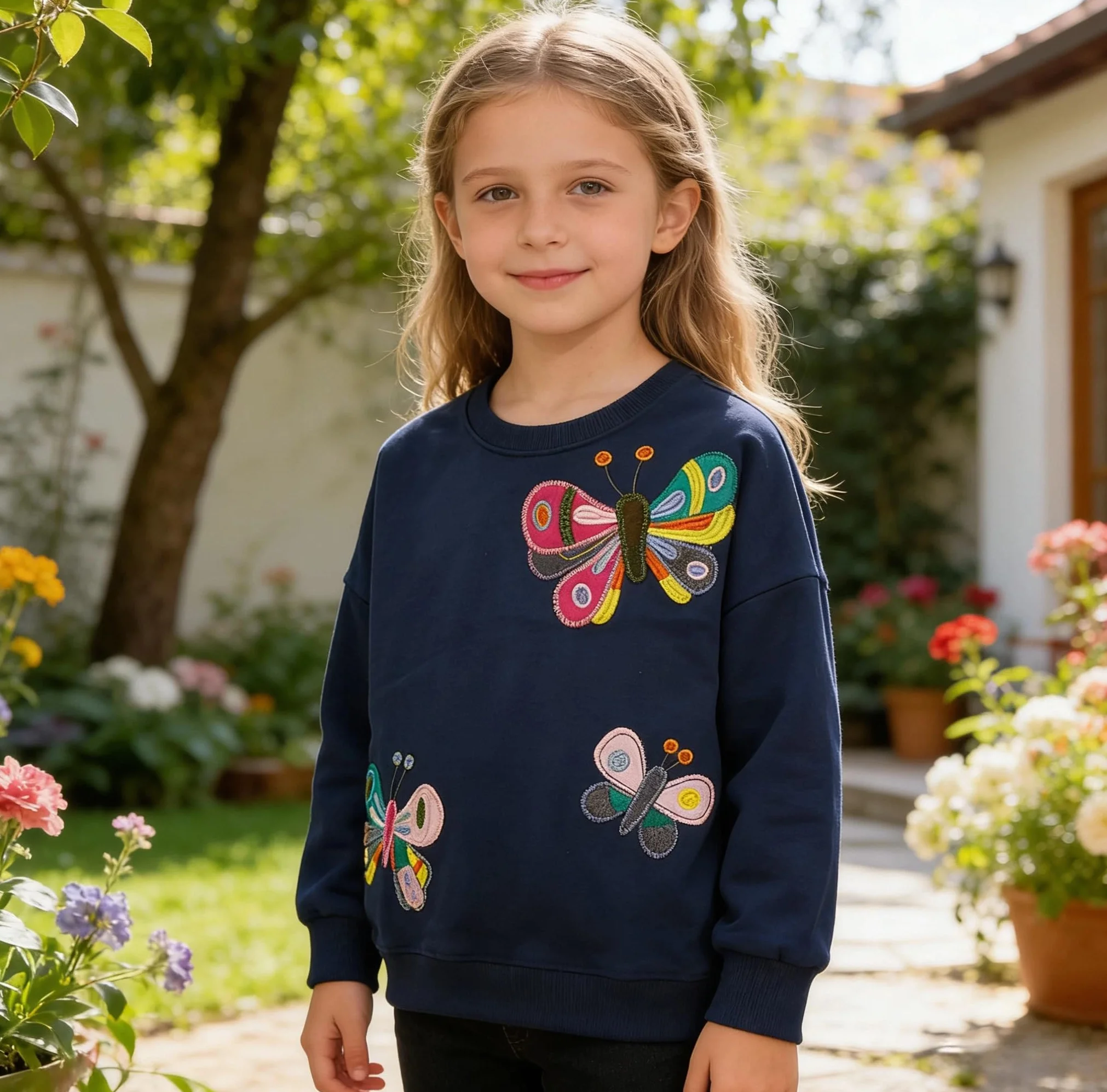 Felpa Bambina Cotone Maniche Lunghe Pullover Ragazza 2-10 Anni