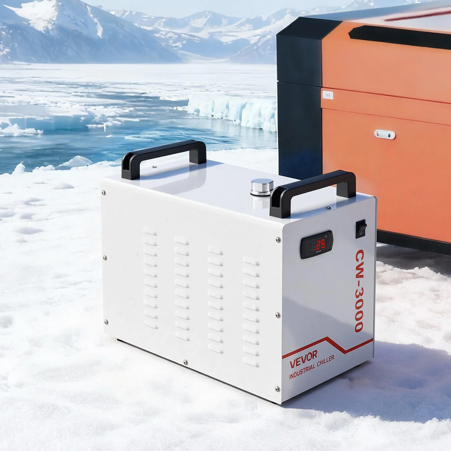 VEVOR Refrigeratore d'Acqua Industriale CW-3000 per Incisione Laser 65W, Capacità 9L, Portata 10L/min