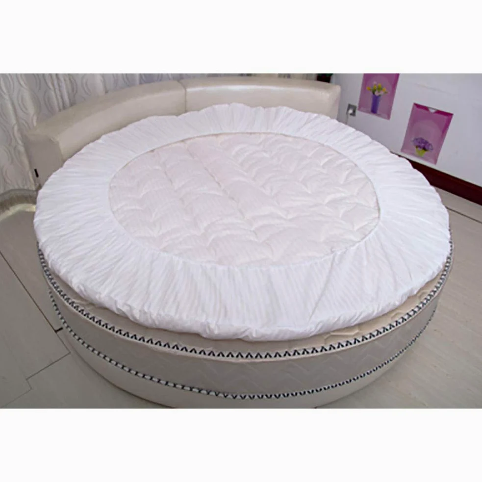 MSM Rotondo Materasso Protettore Topper,100% Cotone Spesso Trapuntato Materasso Futon per Letto Rotondo,compert Tatami Letti Futon Topper Bianca Diametro:220cm/87inch