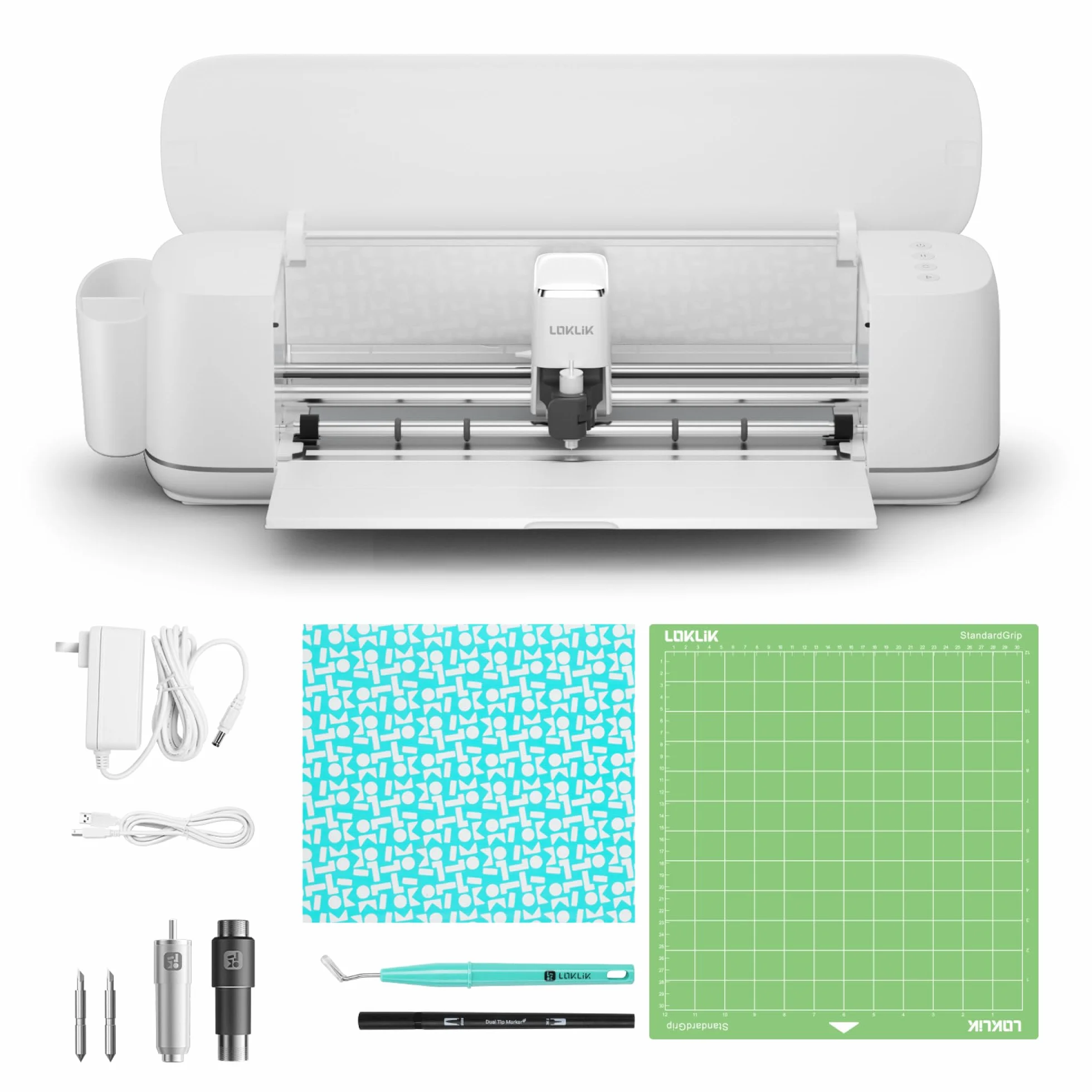 LOKLiK iCraft Plotter Machine - Macchina da taglio per personalizzare tessuti, tazze, borse, adesivi e decorazioni. Funziona con film flex, carta, pelle, cartone e altro. (Bianca)