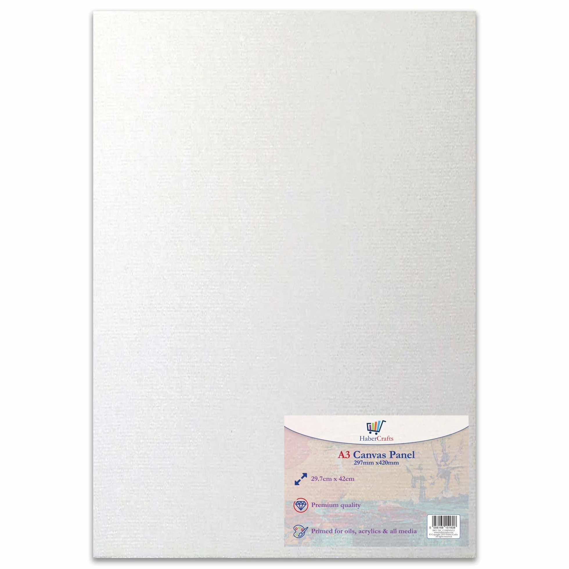 Pannello A3 allungato in cotone 100%, per pittura ad olio e acrilica, supporti misti senza acidi, formato A3 (297 x 420 mm) - 5 pannelli bianchi