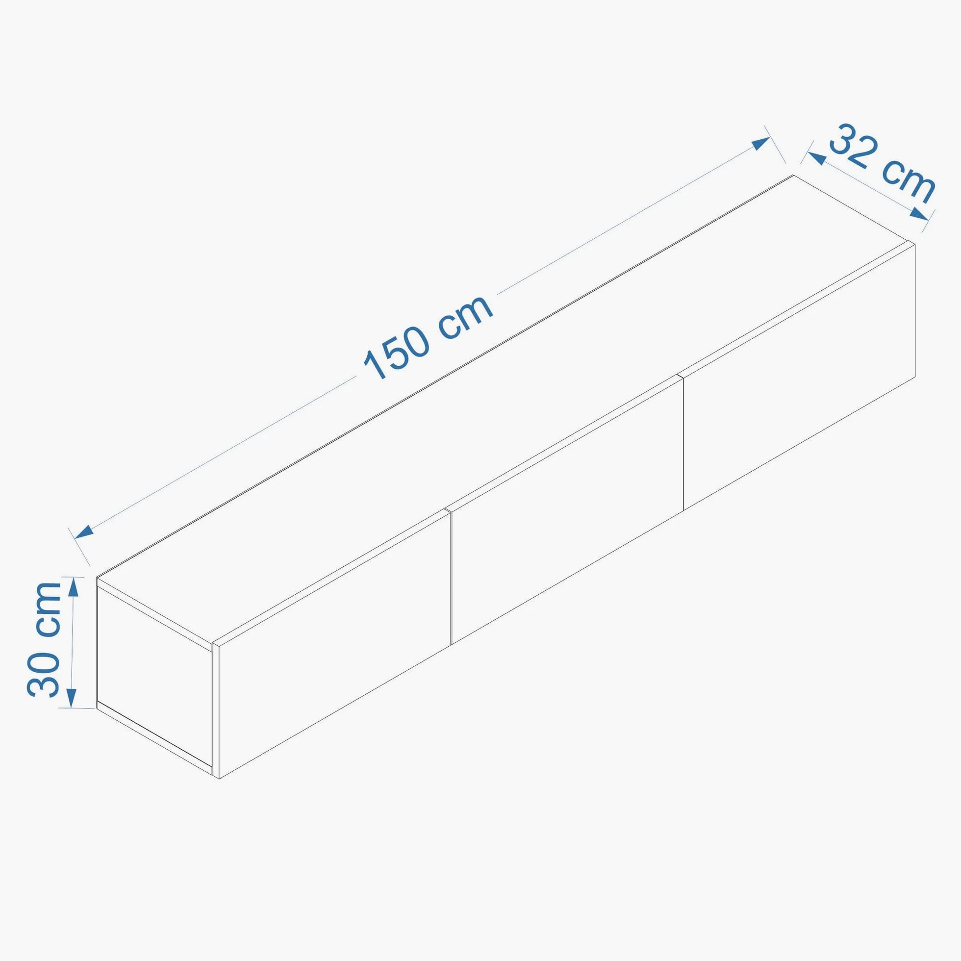 Hanah Home Elegante supporto per TV, 150 cm x 30 cm x 32 cm, 100% melamina rivestito in melamina, design moderno per spazi viventi e intrattenimento