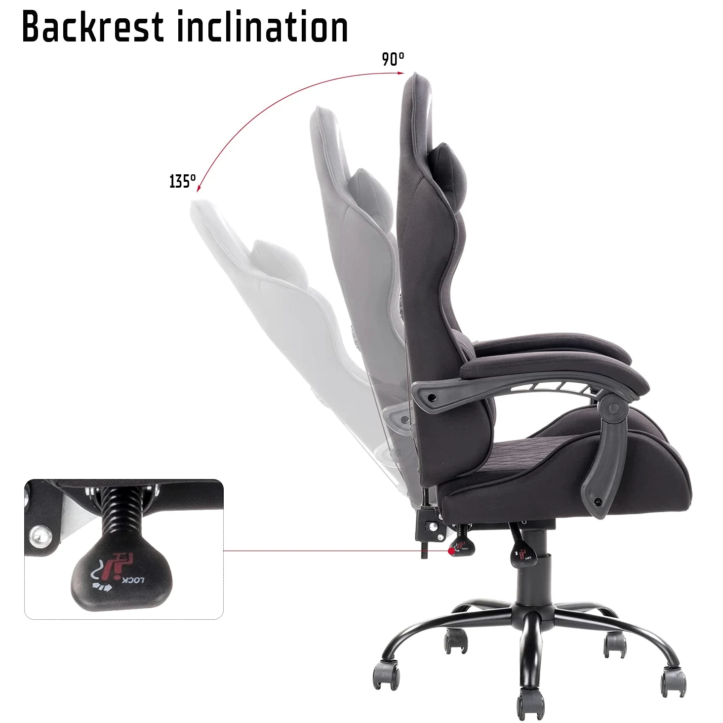 ITEK RHOMBUS FF10 Sedia Gaming ergon. Nera, schienale reclinabile, cuscino poggiatesta, sup. lombare, confort e design, ideale come sedia ufficio, sedia per studio o poltrona per gamer