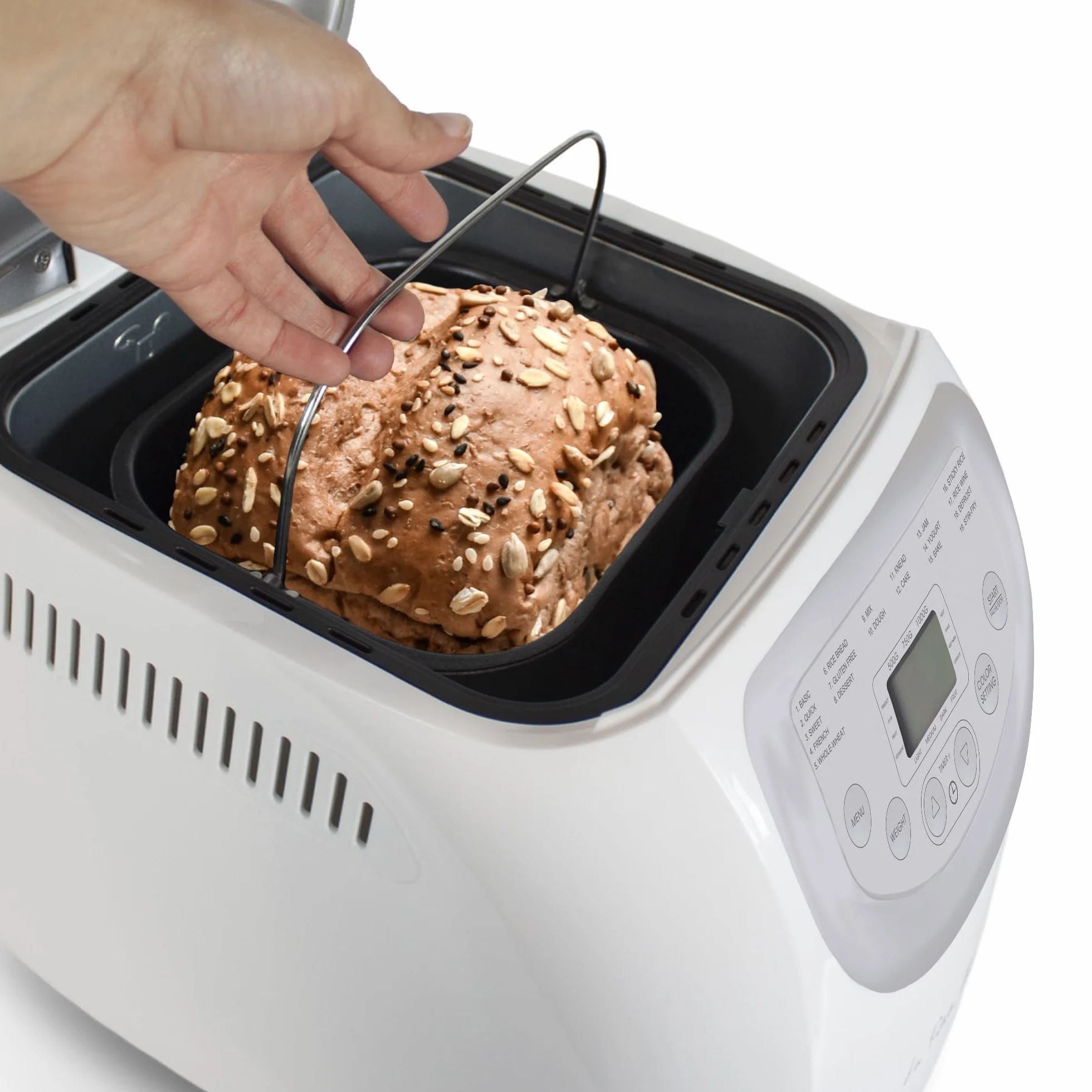PRIXTON La Petite Bakery - Macchina per il pane e pizza 19 Tipi di Pane 3 Livelli di Tostatura Capacità 1000 g Schermo con pulsanti e Timer