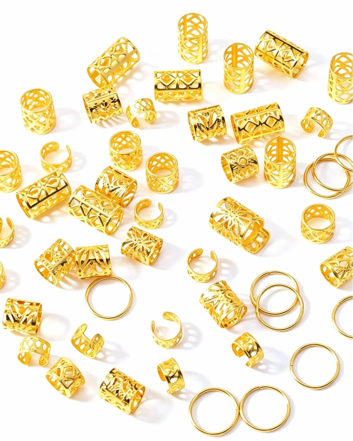 Accessori per capelli per trecce Gioielli per dreadlocks Clip a spirale Clip a polsino Anelli per capelli Oro