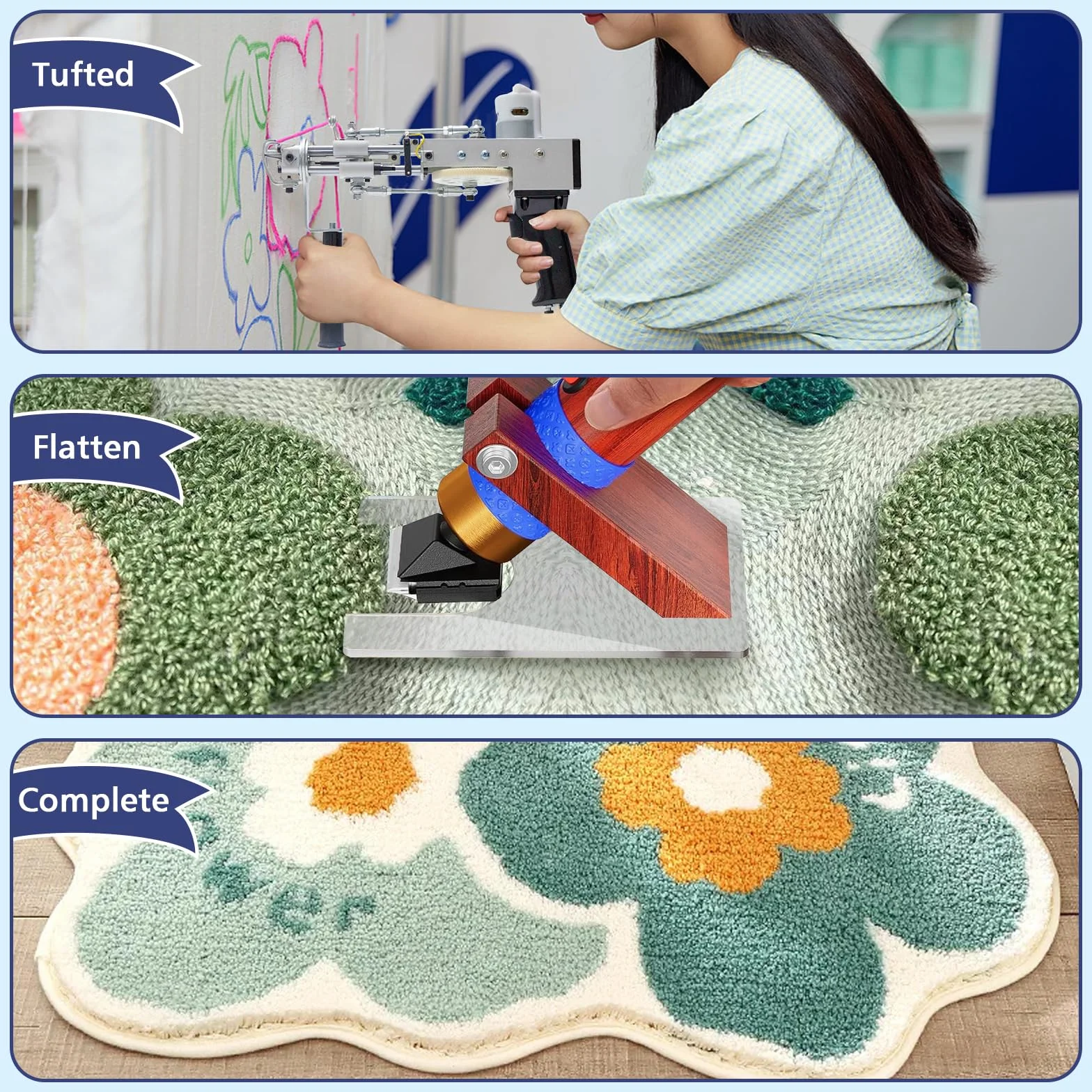 Pistola per tufting per tappeti con kit di tagliapaveti, kit di base con trimmer per tappeti, set di pistola per tufting per tappeti, pistola per tappeti 2 in 1 Cut & Loop Pile e tagliacapelli,