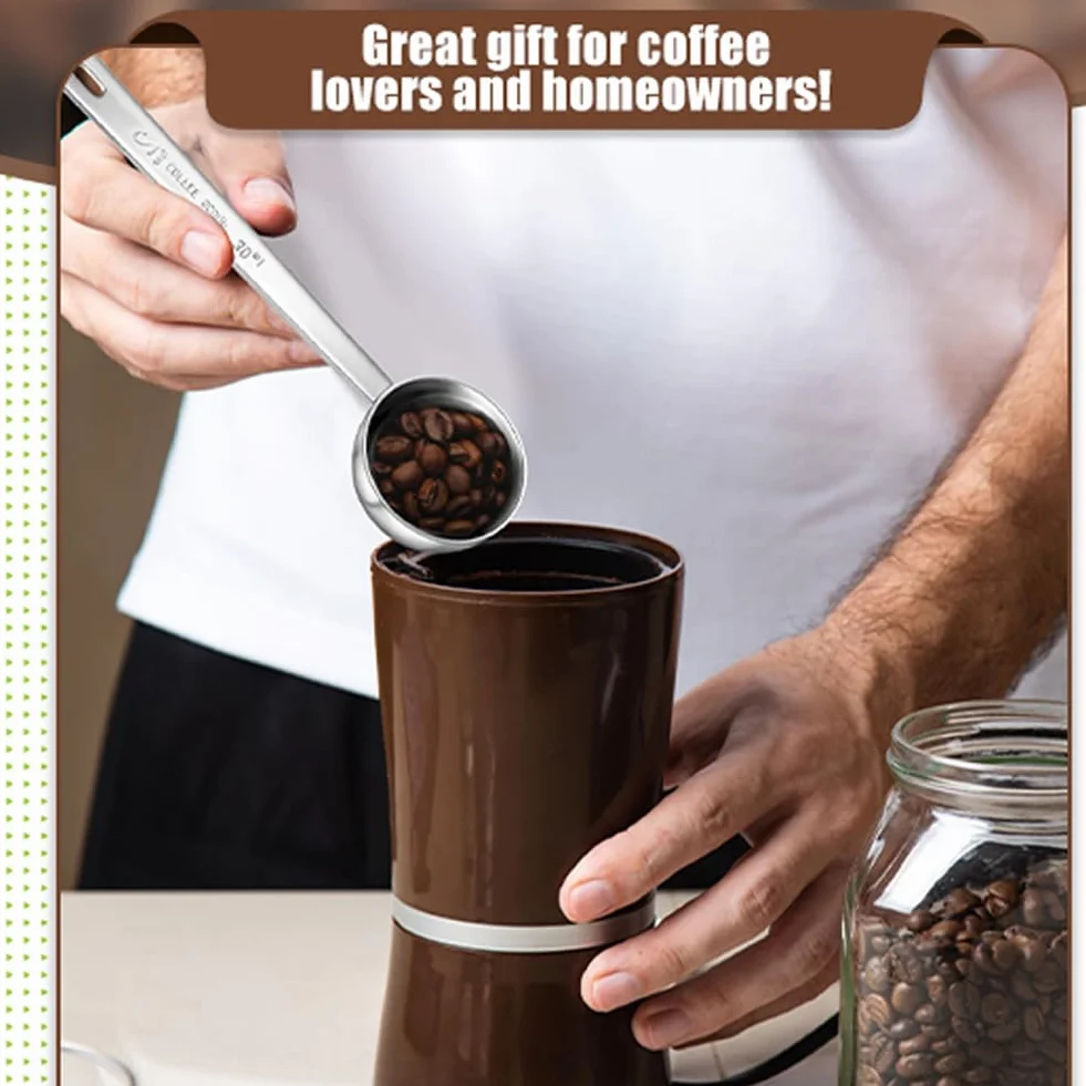 Set di 2 misurini da caffè con manico lungo, in acciaio inox, 1 cucchiaio e 2 cucchiai dosatori da 15 ml e 30 ml, per caffè, latte, frutta in polvere (15 ml e 30 ml)