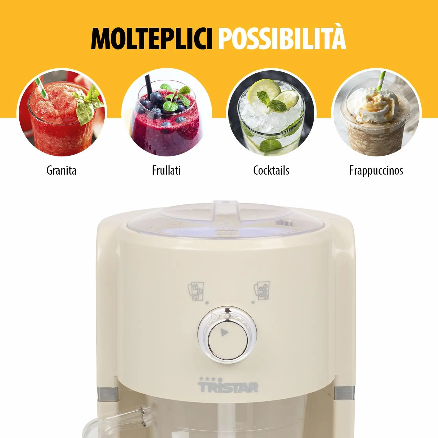 Macchina per granite Tristar KD-7310 2 dimensioni ghiaccio tritato 250g/min 1,1L 600ml