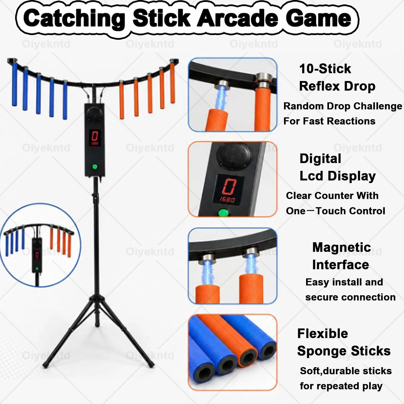 Gioco di Allenamento della coordinazione Occhio-Mano con bastoni acchiappa-riflessi, Ideale per Feste, Eventi aziendali e Serate in Famiglia, con luci LED e Musica reattive Yellow