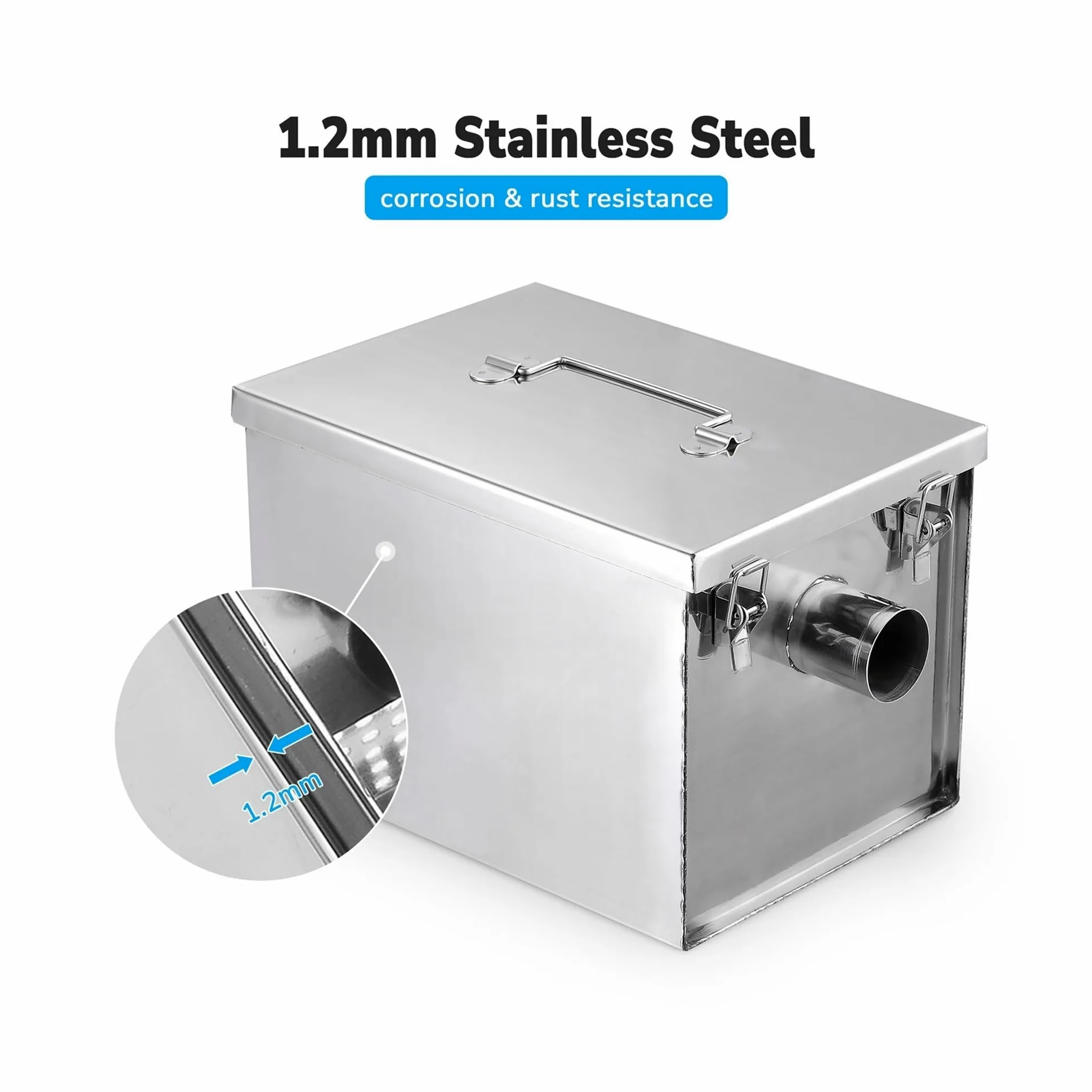 Trappola per Grassi, intercettatore di Grassi, 8 Lbs Commercial Grease Trap Interceptor in Acciaio Inossidabile 5GPM Restaurant Cafe per ristoranti, cucine domestiche