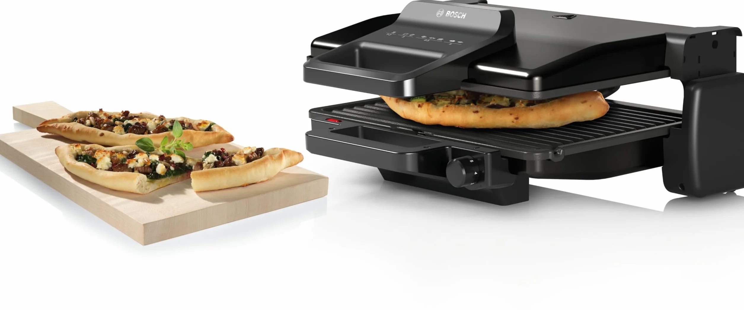Bosch Bistecchiera TCG3323, 3 Posizioni di Cottura, 5 Livelli di temperatura, 2000W, Piastre Grill in Alluminio Rimovibili e Lavabili in Lavastoviglie, Rivestimento Ceramico Antiaderente, Nero