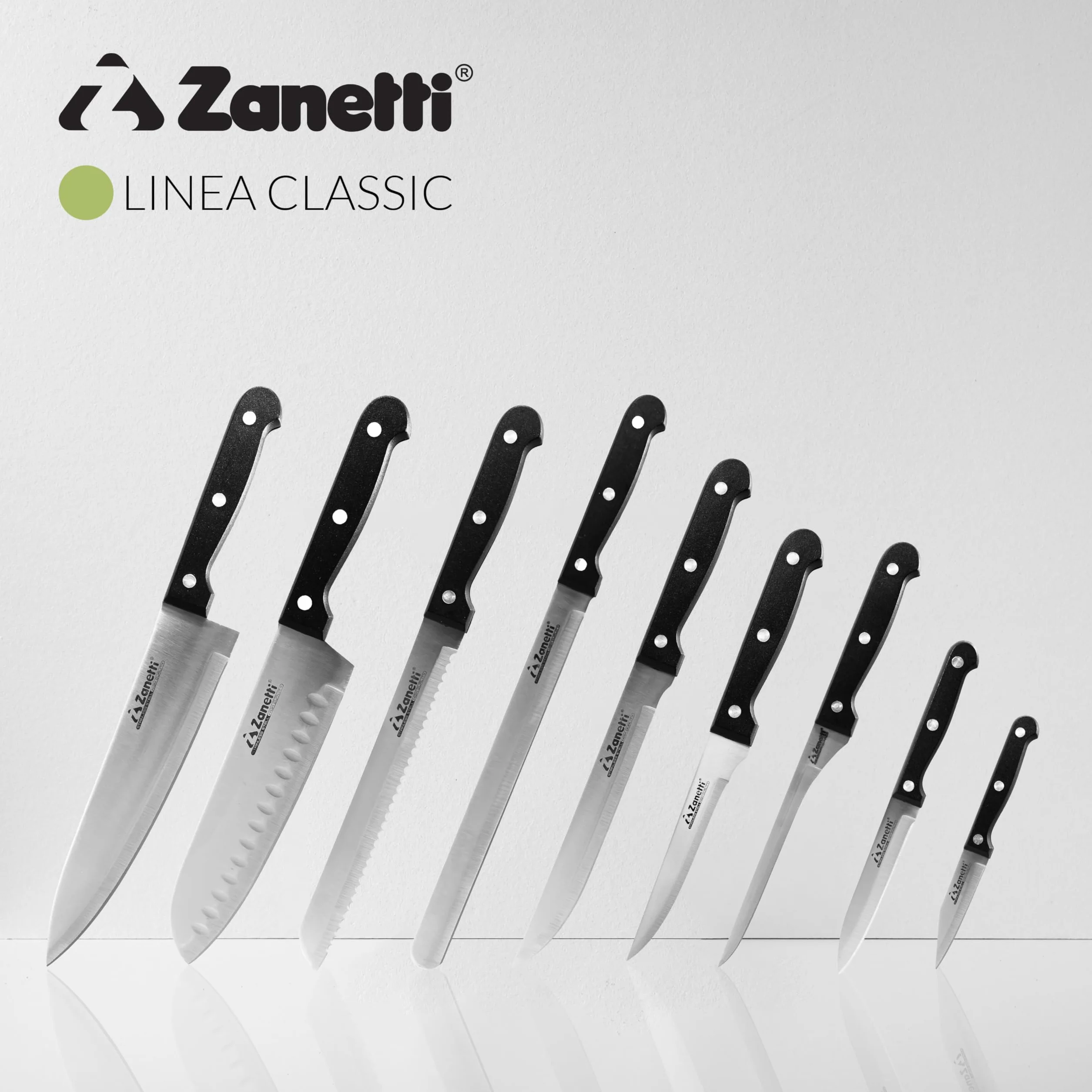 Zanetti Coltello Sfilettare Classic Acciaio Inox, Finitura Mat, Lama 18 cm, Spessore 1.5 mm, Manico Rivettato