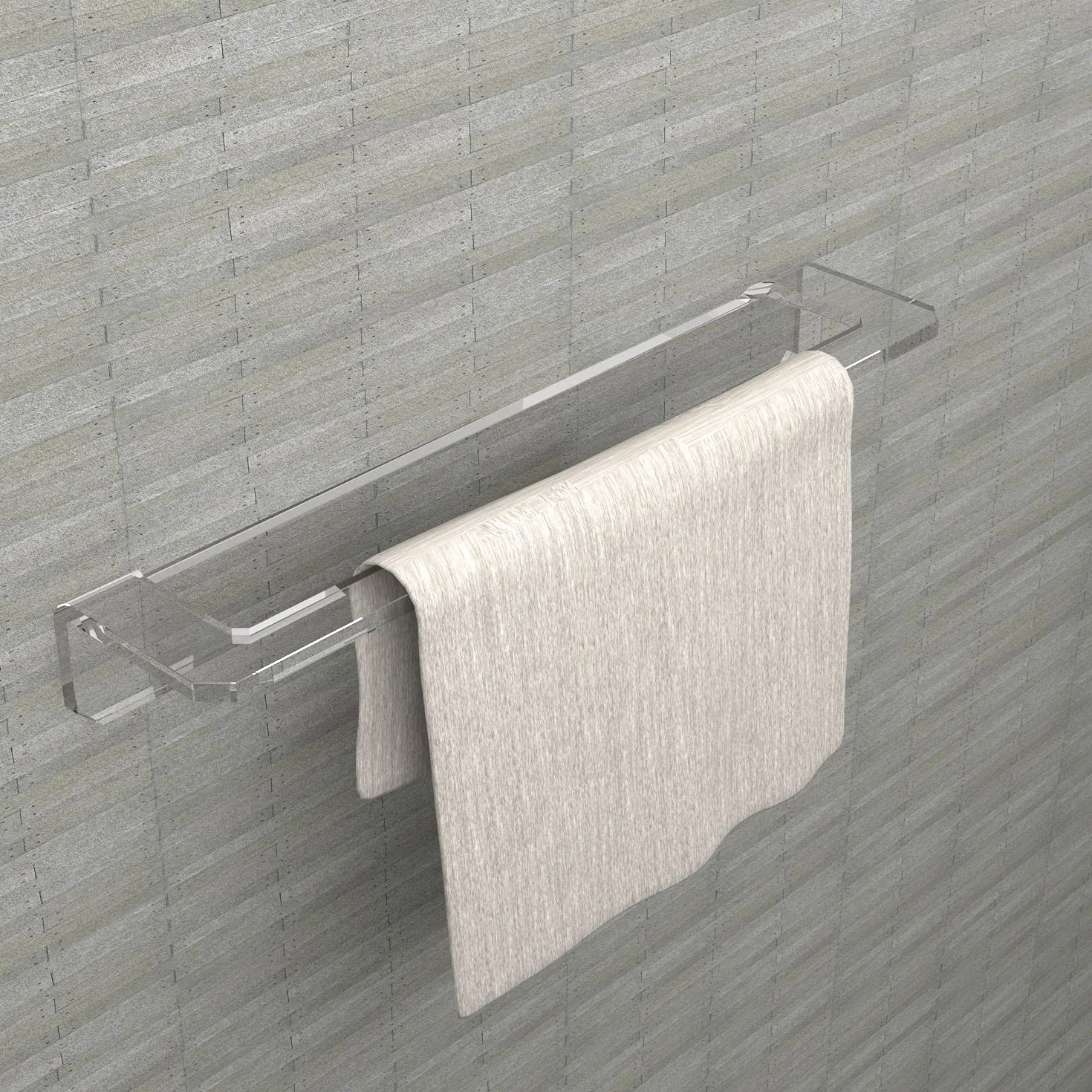 Porta Asciugamani Bagno Adesivo Vetro Acrilico Trasparente Portasalviette senza foratura