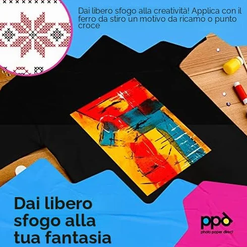PPD A4 15 Fogli Di Carta Trasferibile Termoadesiva Professionale Inkjet - Tessuti Scuri - PPD-4-15