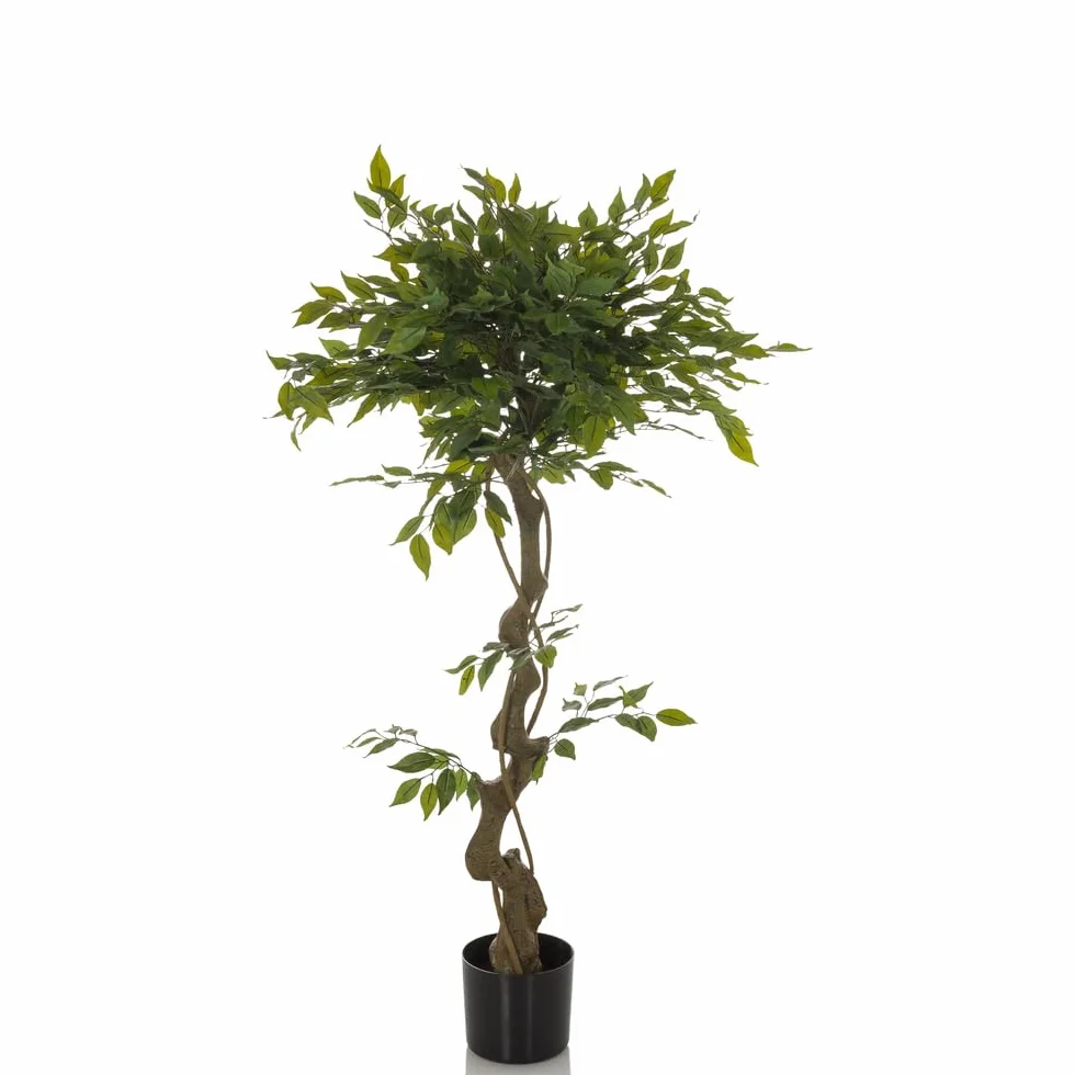 HJH Office Pianta artificiale FICUS I Pianta artificiale decorativa 120 cm, fico di betulla, albero artificiale di facile manutenzione, verde 871057