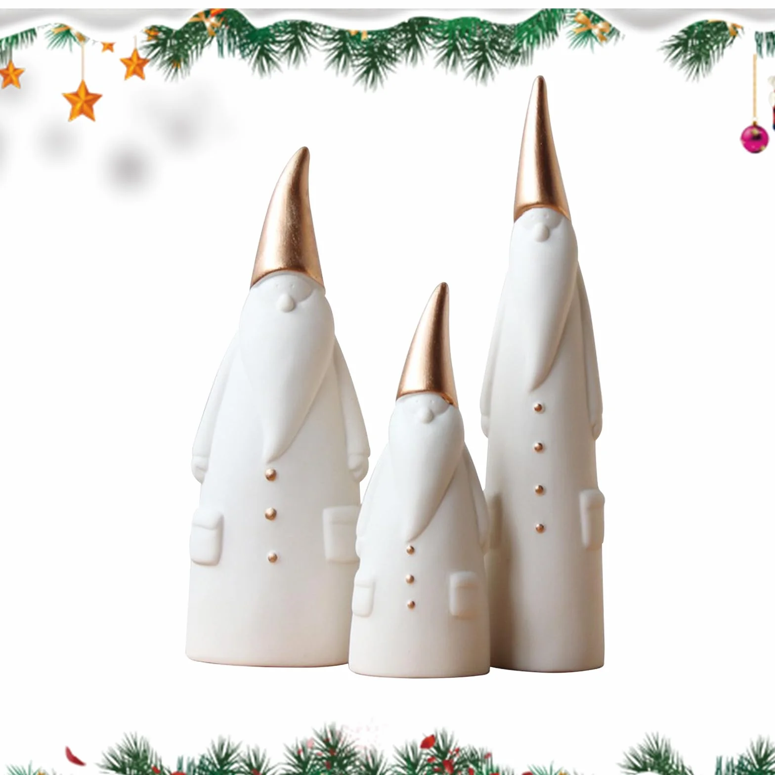 Statua di Babbo Natale in ceramica 3 pezzi decorazione per la casa scultura moderna