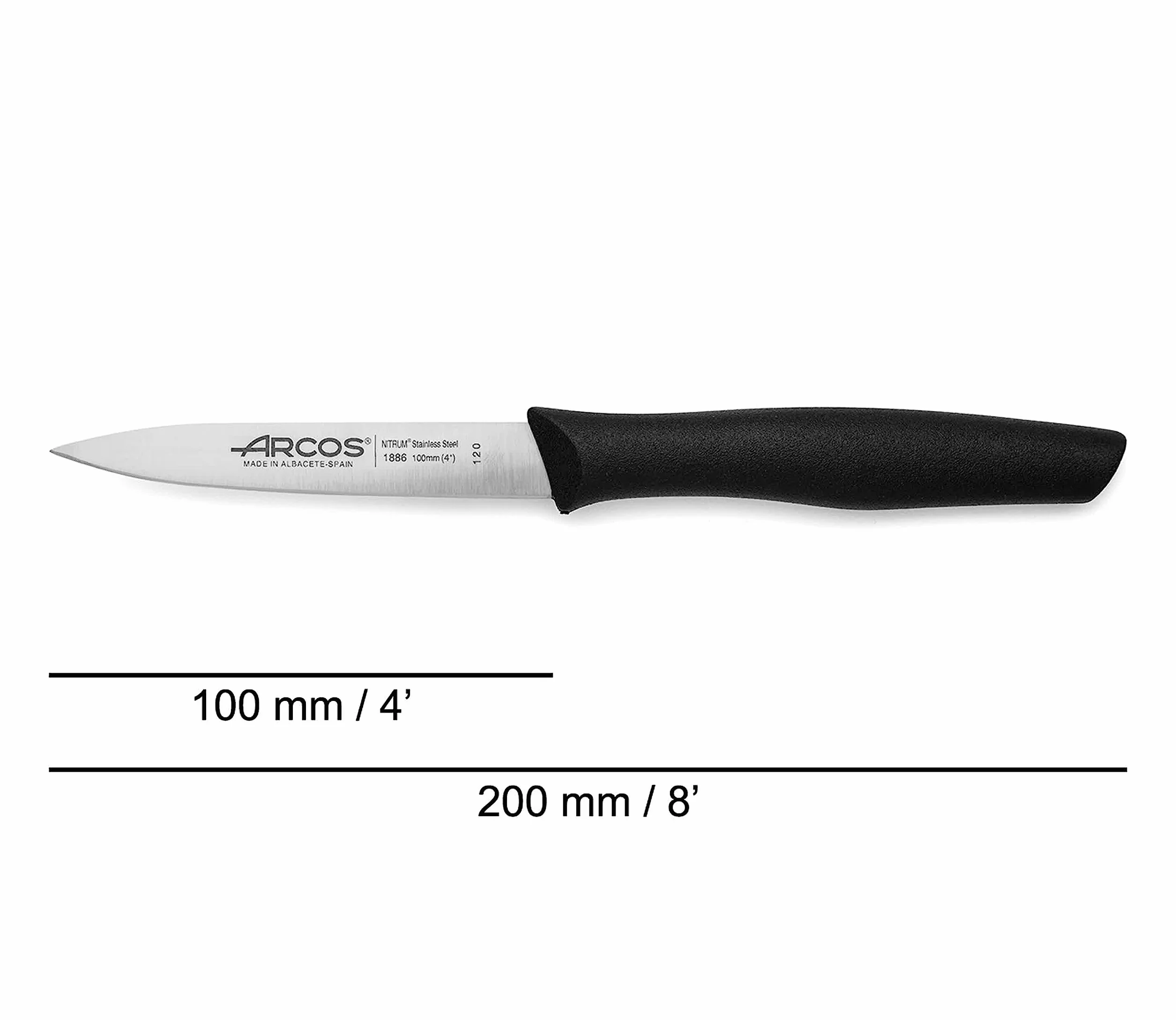 Arcos Set 6 Pezzi Coltello da Cucina 10 cm Acciaio Inox Manico Ergonomico Polipropilene Nova Nero